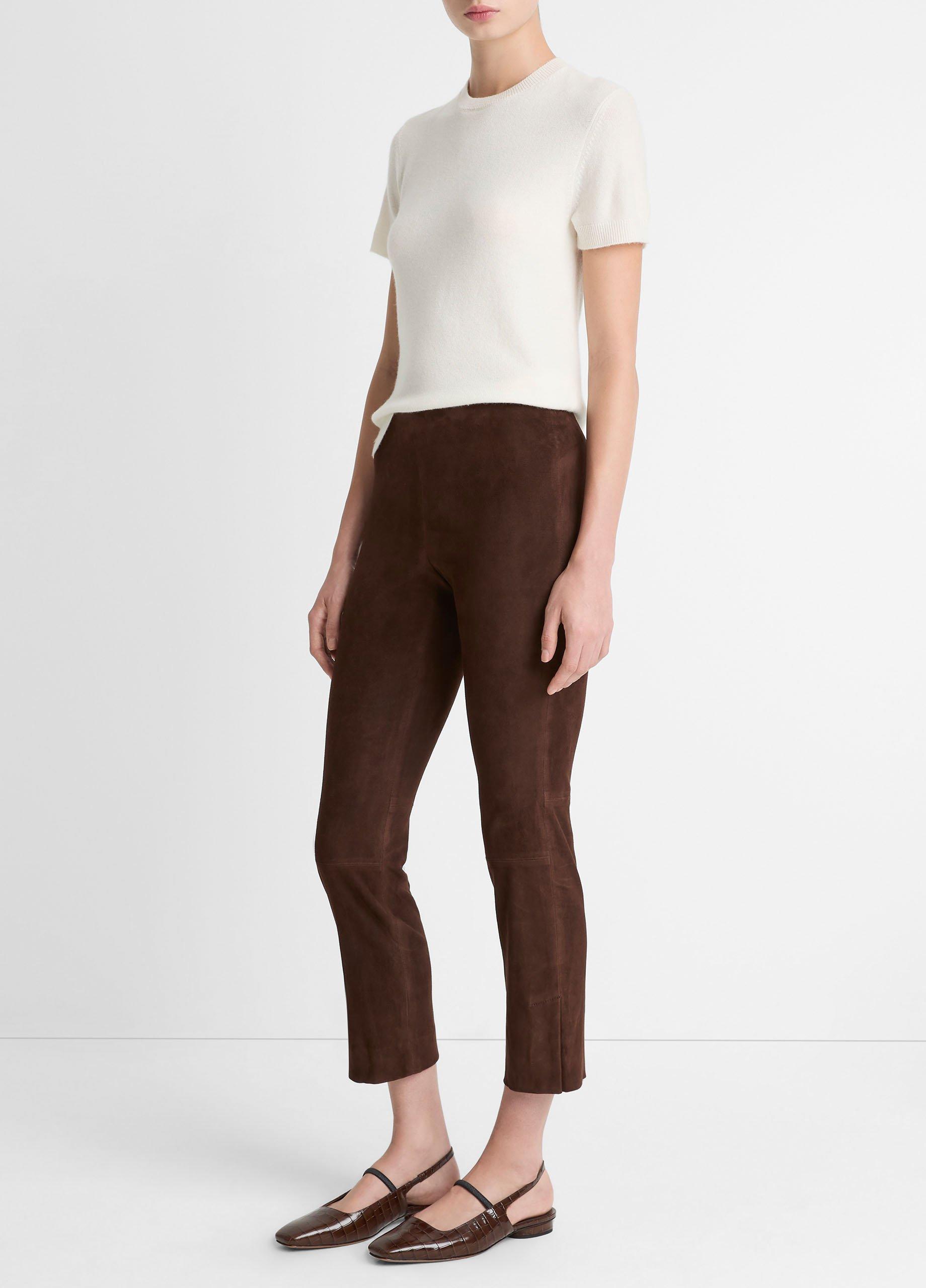 Suede Split-Hem Cropped Pant image number 1