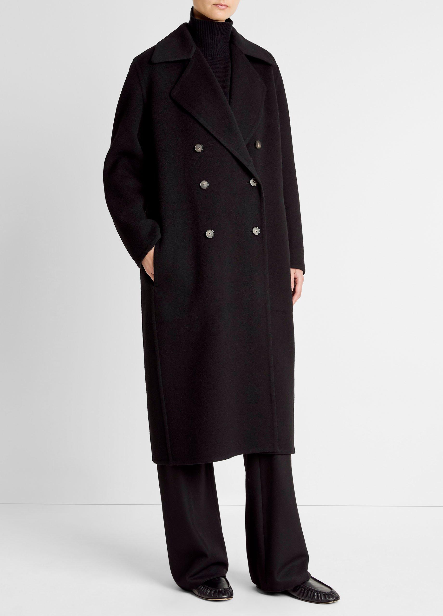 Wool-Blend Double-Breasted Long Coat image number 1