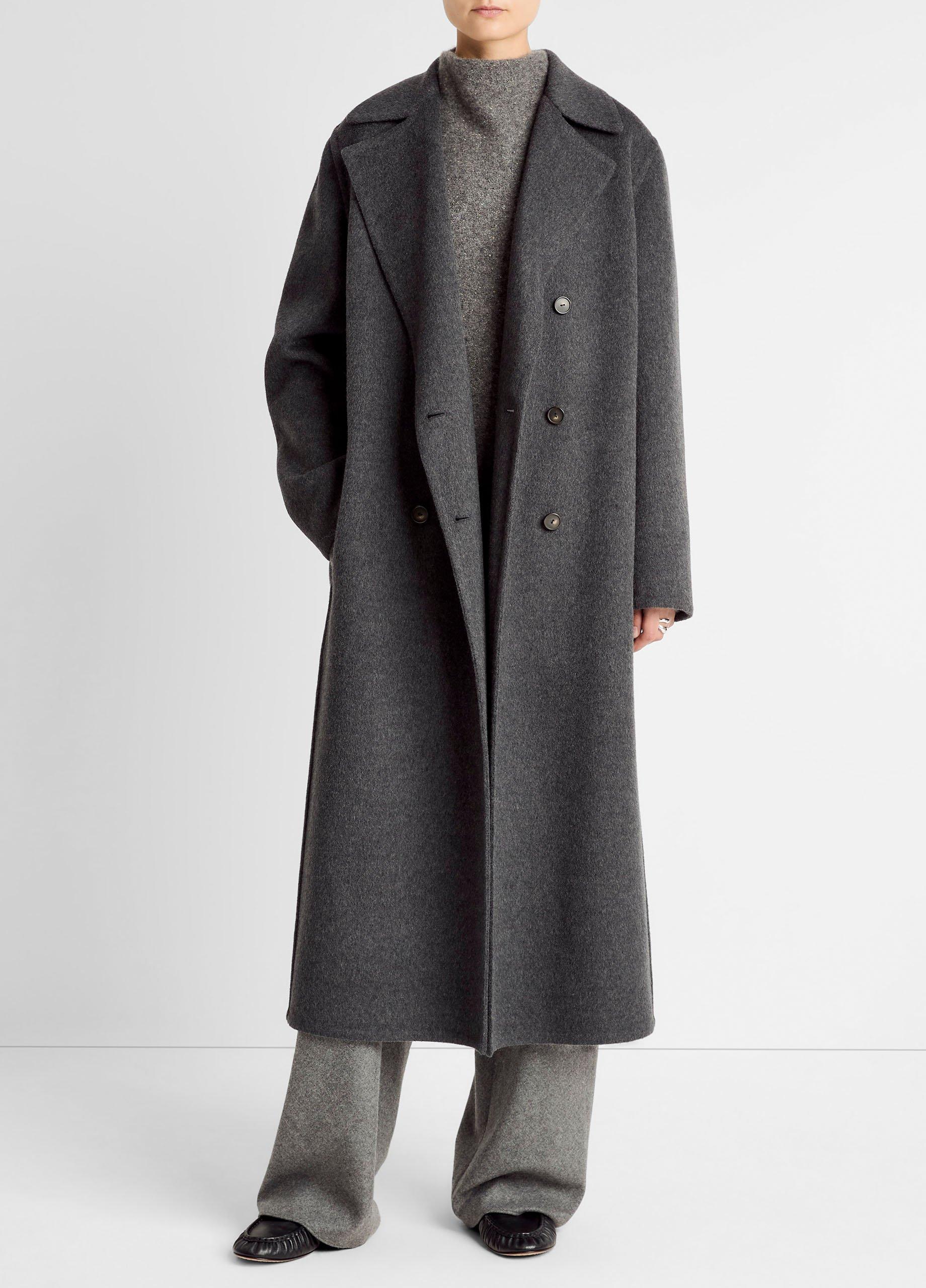 Wool-Blend Double-Breasted Long Coat image number 0