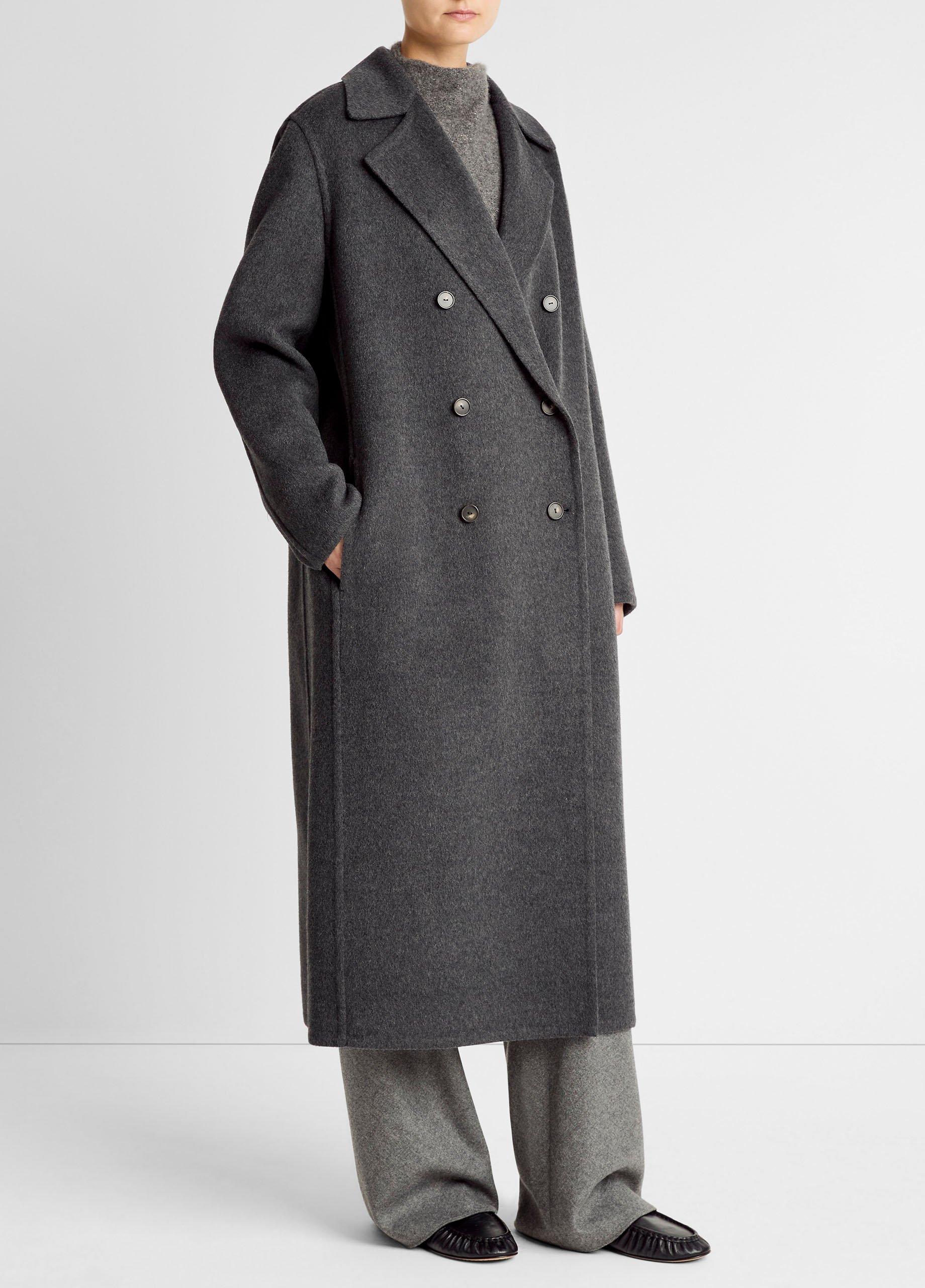 Wool-Blend Double-Breasted Long Coat image number 1