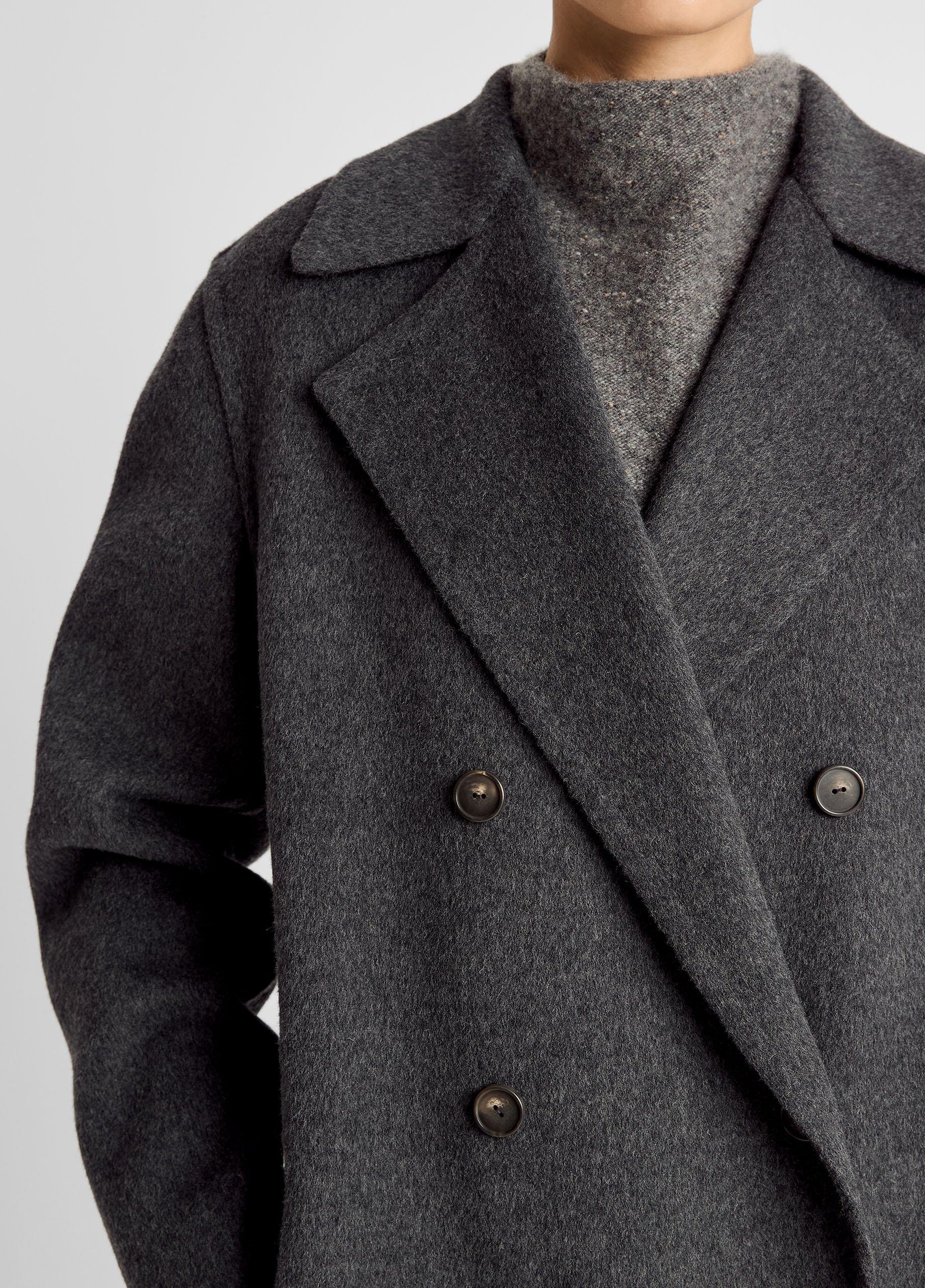 Wool-Blend Double-Breasted Long Coat image number 3