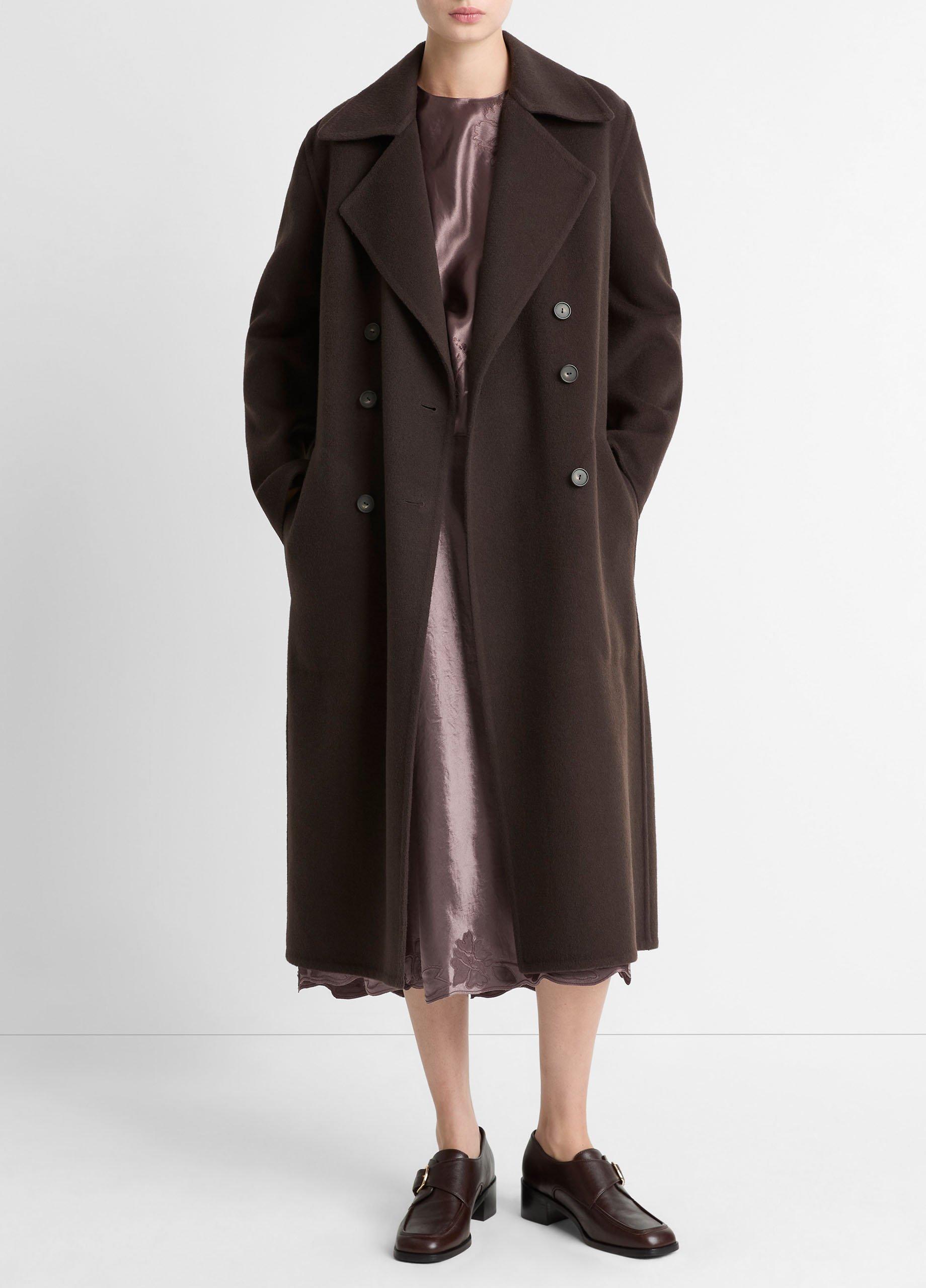 Wool-Blend Double-Breasted Long Coat image number 0