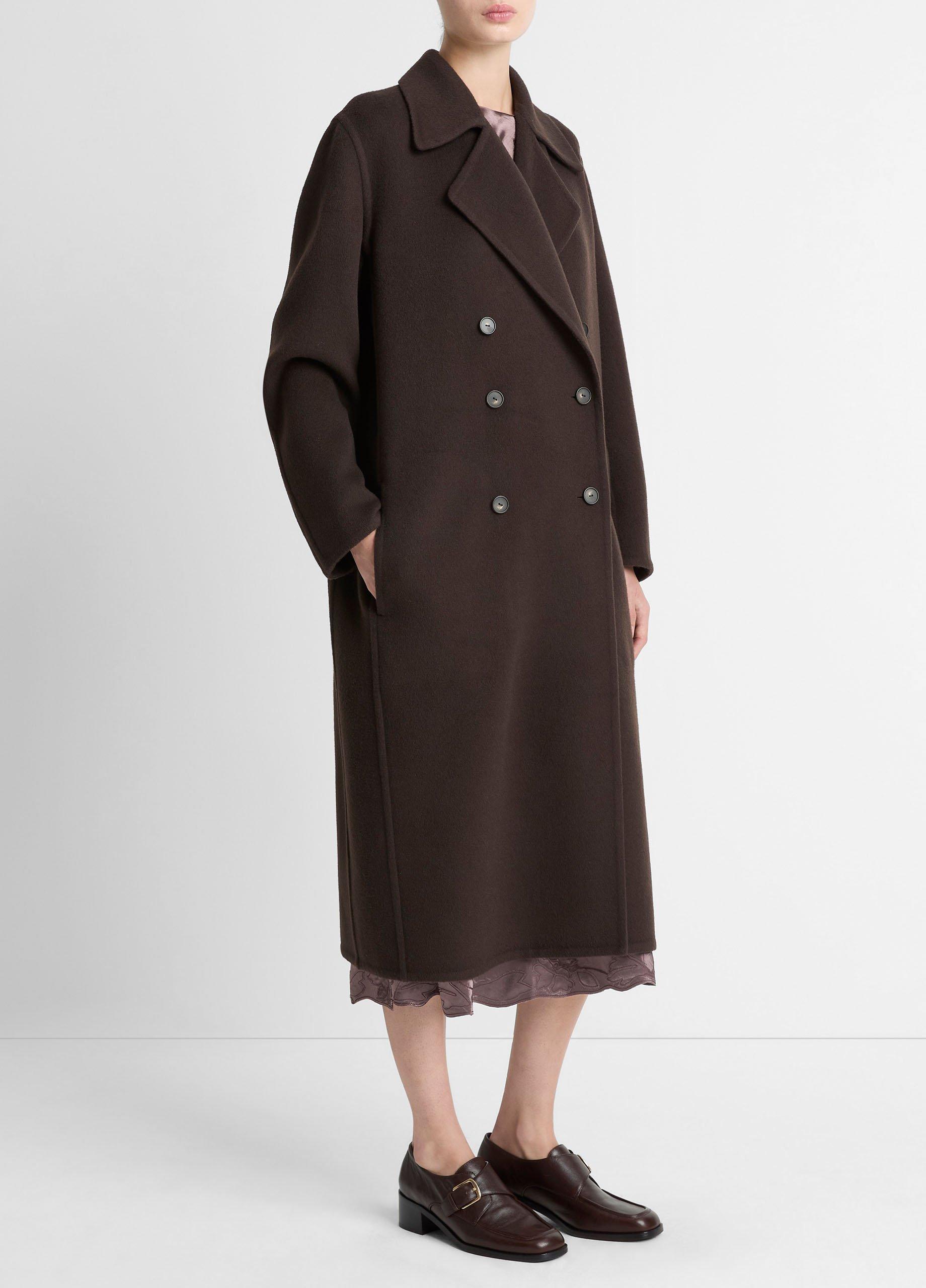 Wool-Blend Double-Breasted Long Coat image number 1