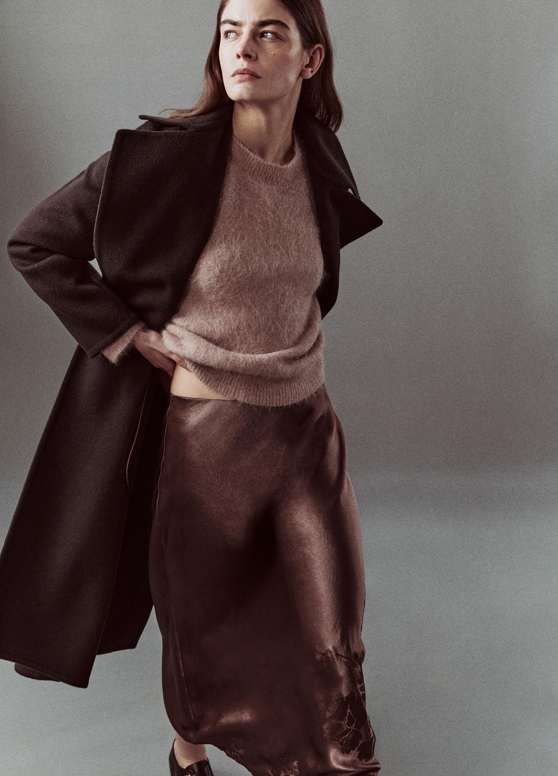 Wool-Blend Double-Breasted Long Coat image number 4