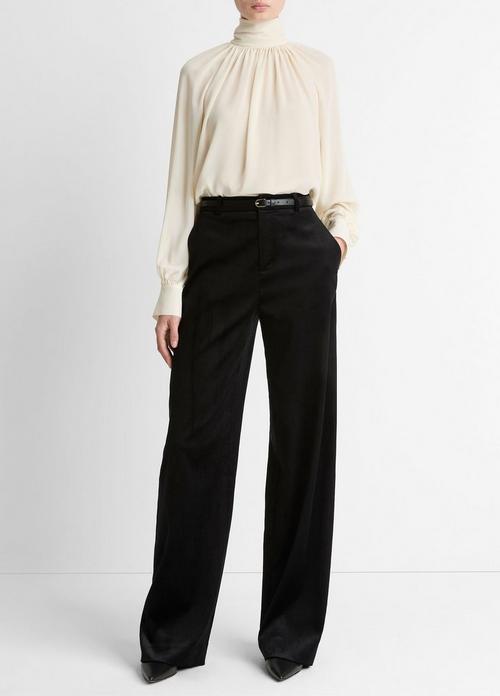 Italian Velvet High-Waist Wide-Leg Trouser