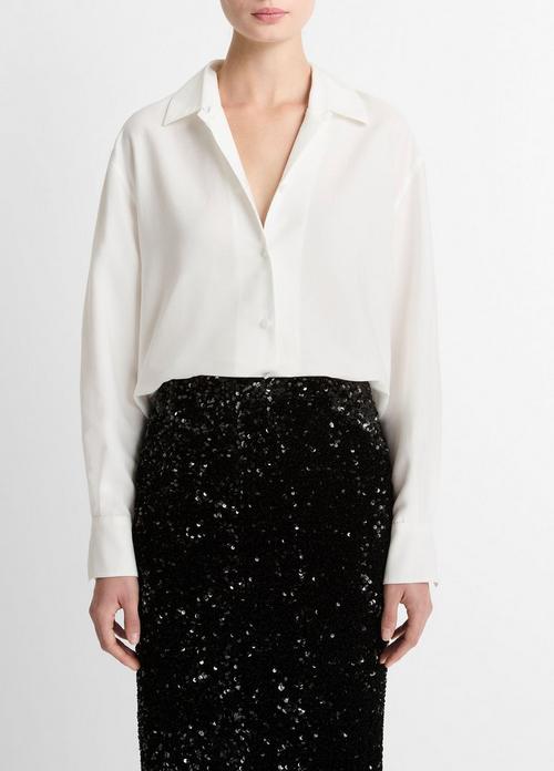 Refined Twill Covered-Button Shirt