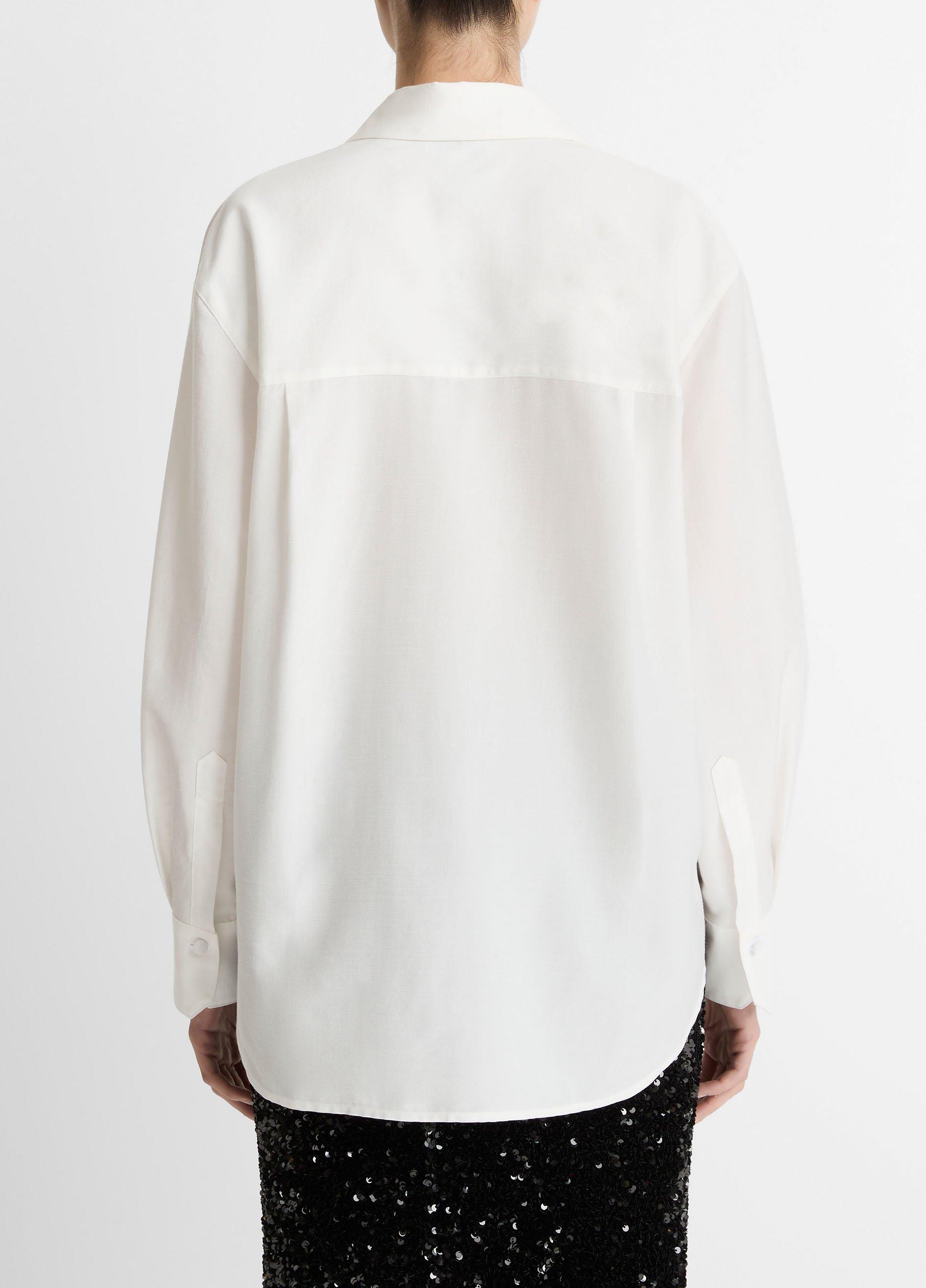 Refined Twill Covered-Button Shirt in Long Sleeve | Vince