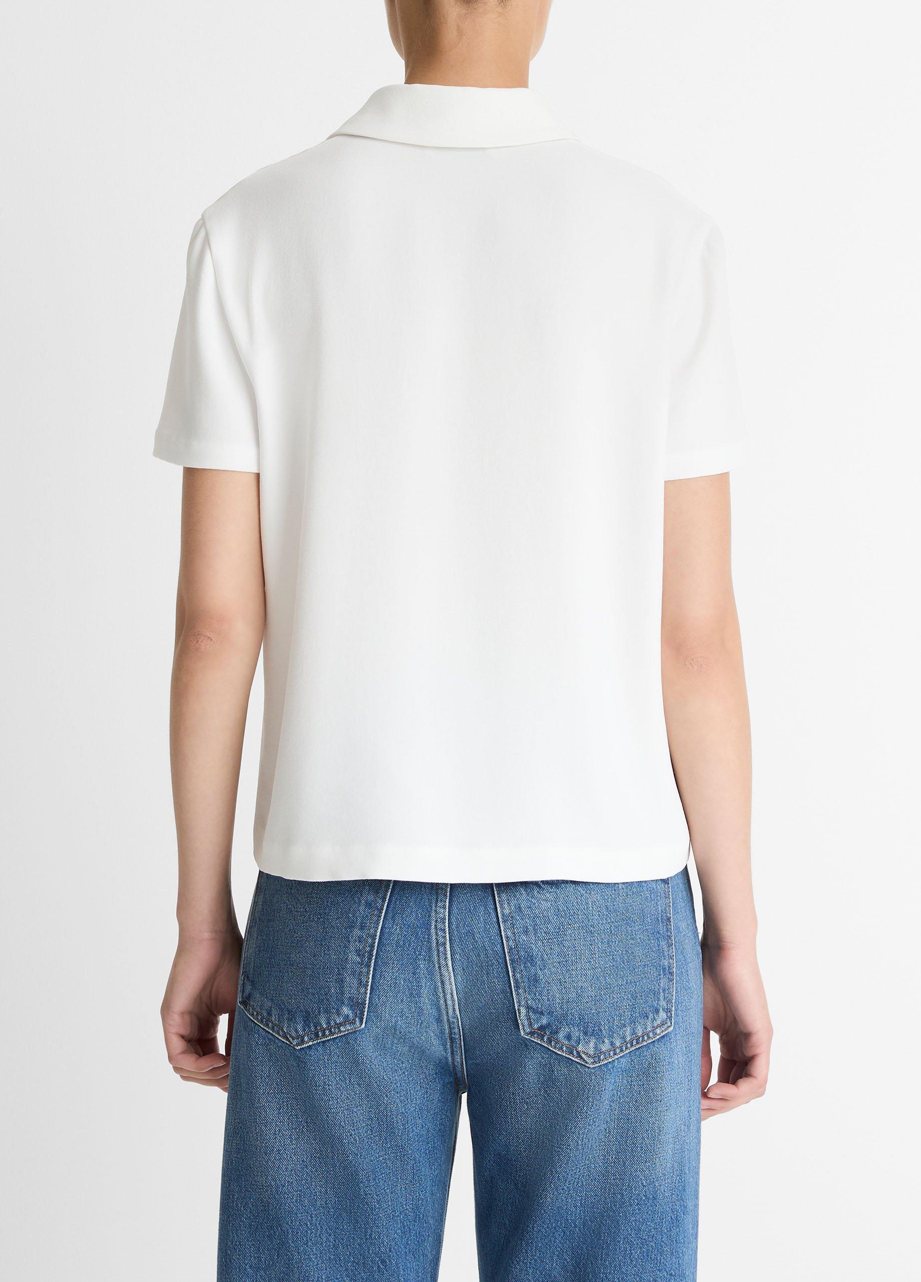 Crepe Polo Shirt in Short Sleeve | Vince