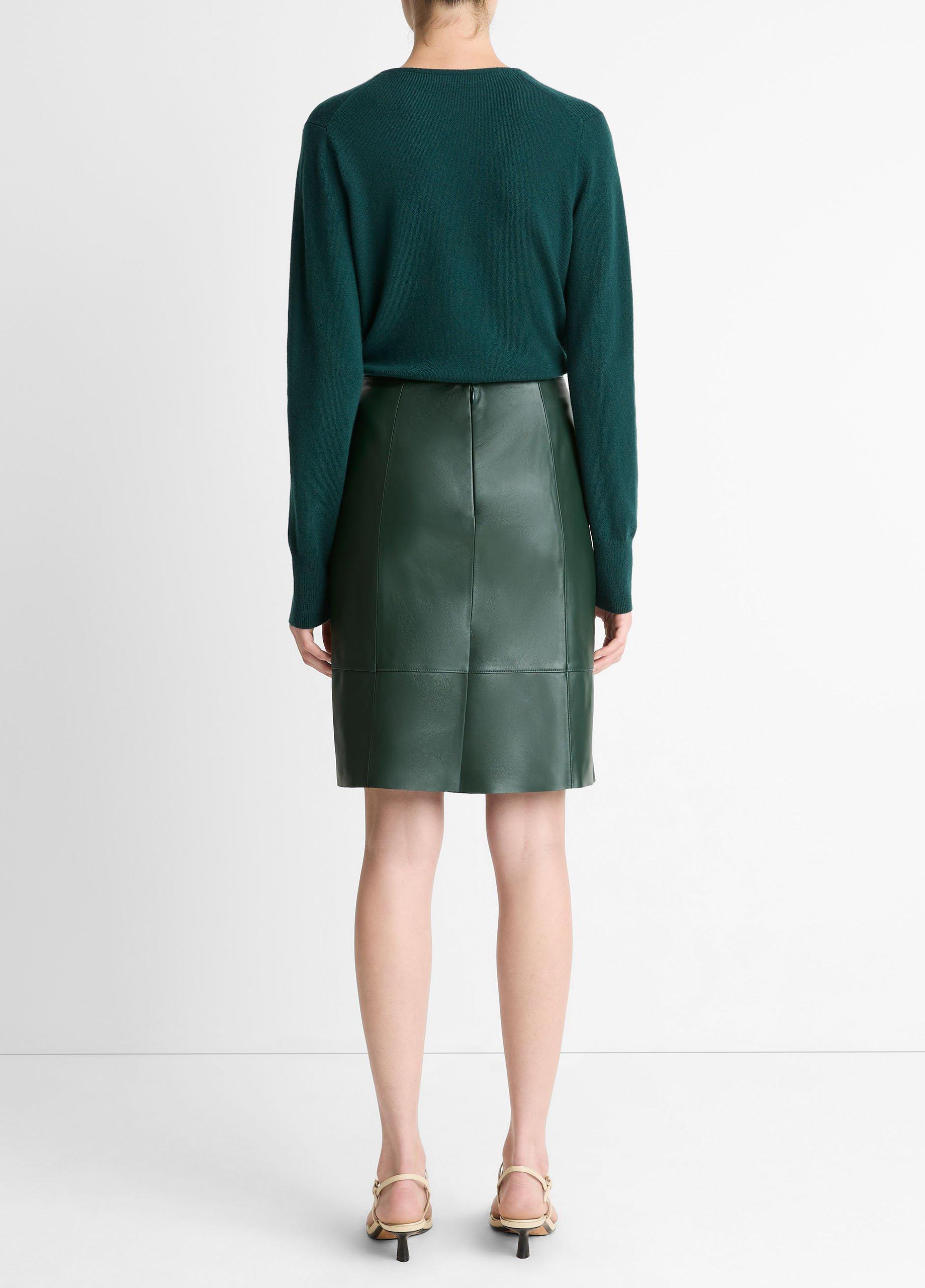 Leather Flared Knee Skirt image number 2