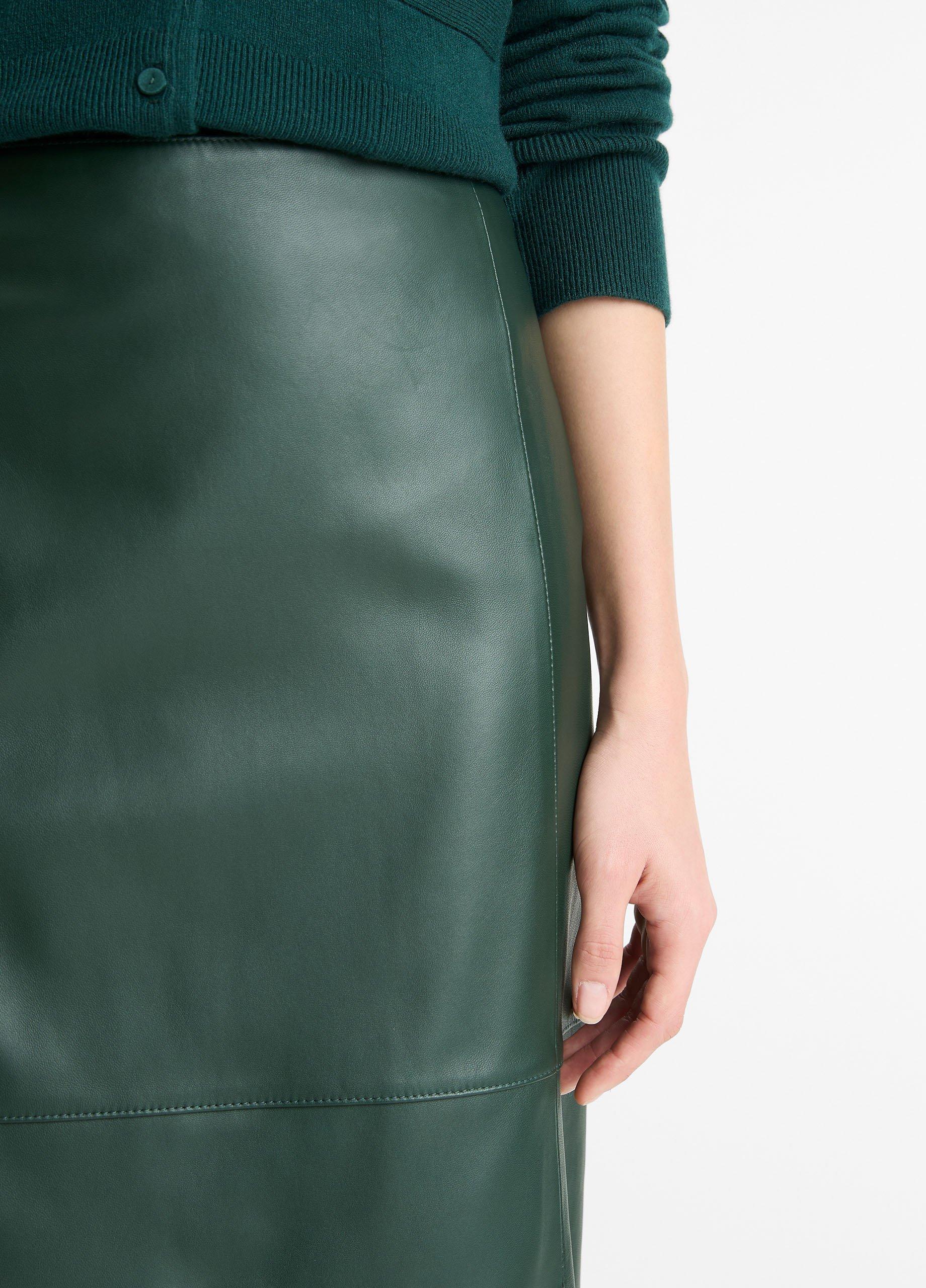 Leather Flared Knee Skirt image number 3