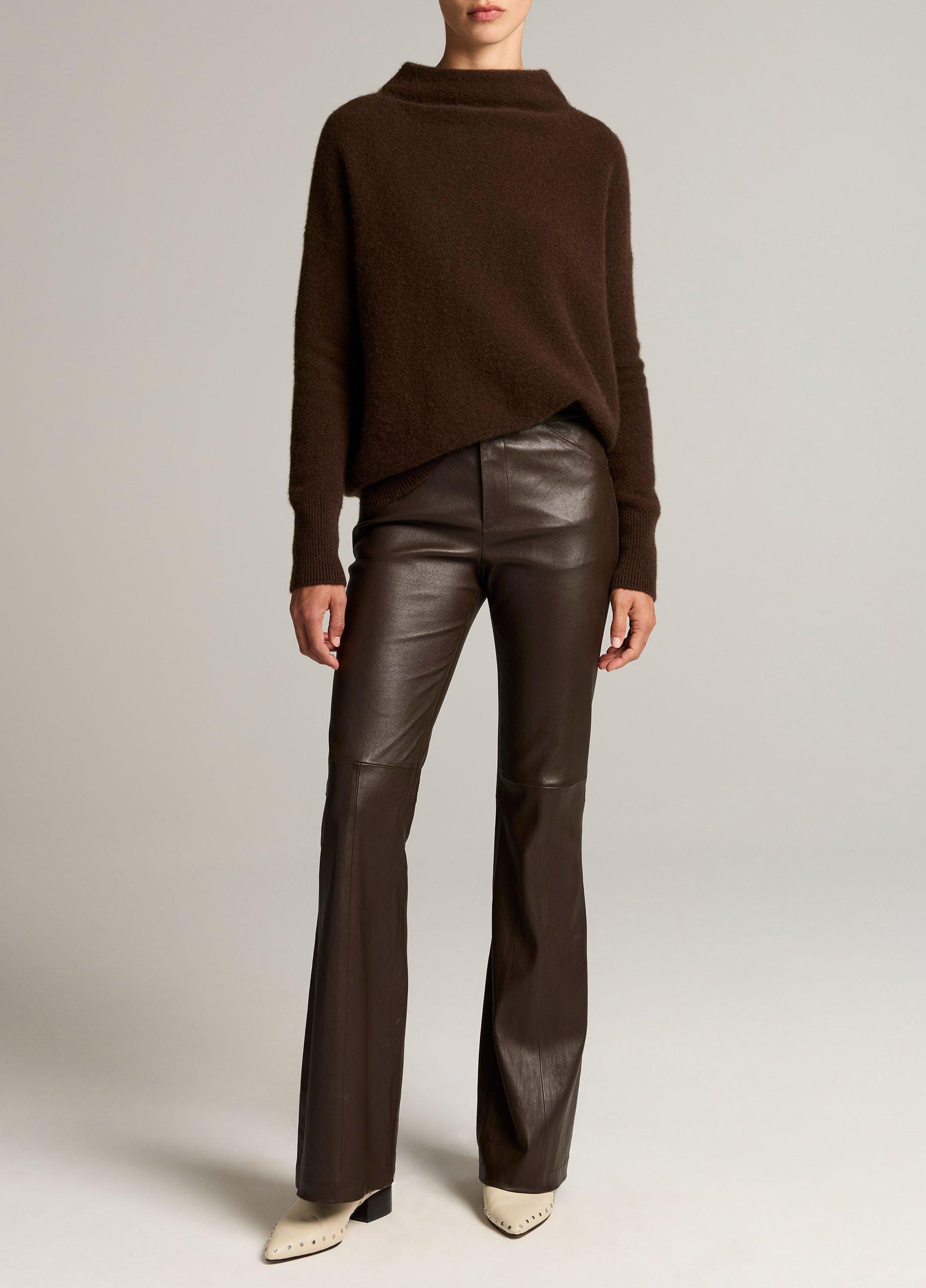 Stretch-Leather Mid-Rise Flare Pant image number 0