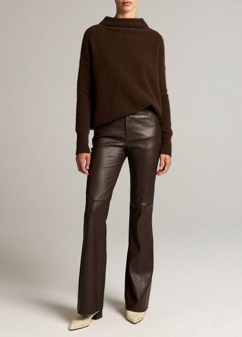 Stretch-Leather Mid-Rise Flare Pant