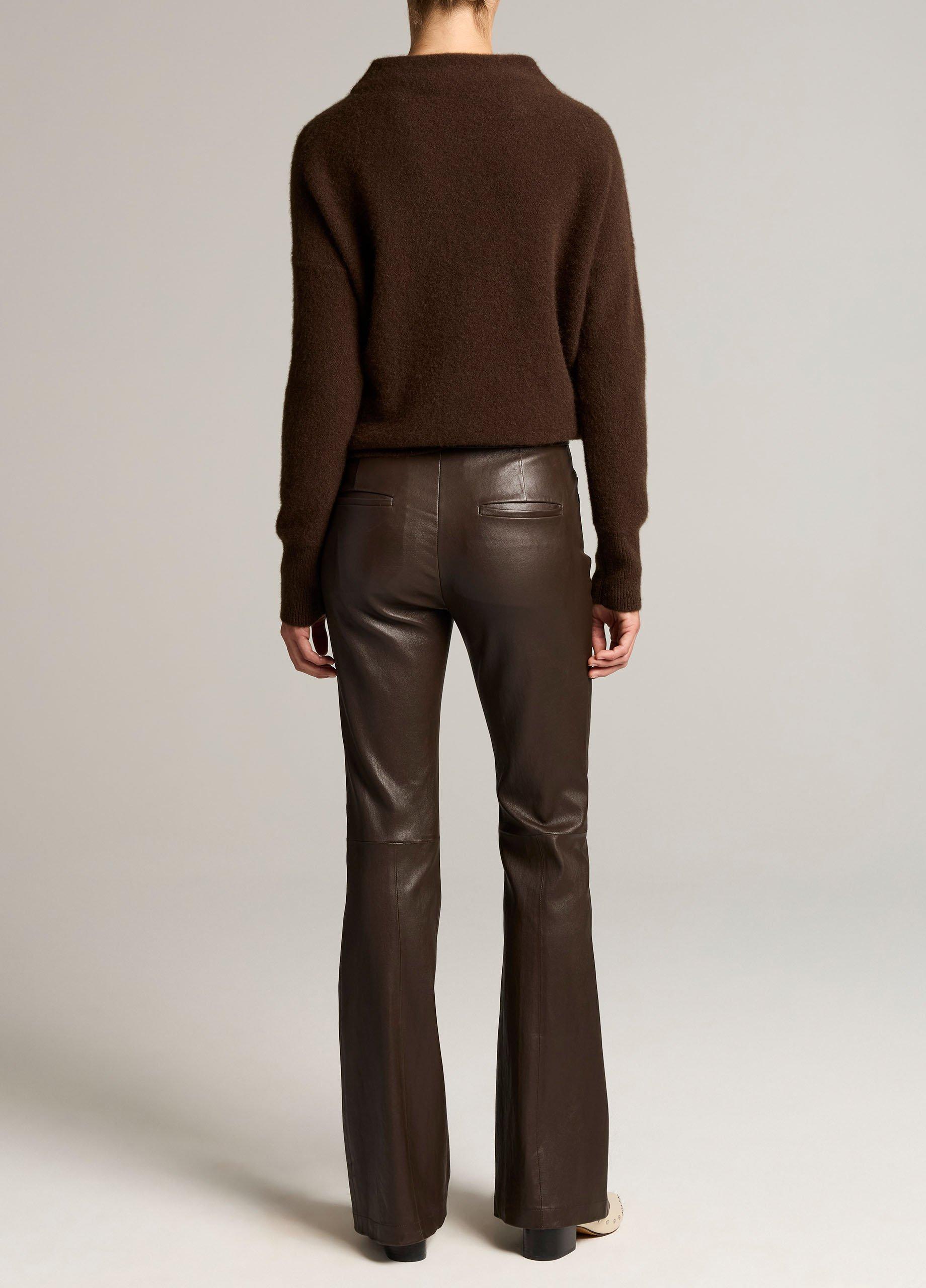 Stretch-Leather Mid-Rise Flare Pant image number 2