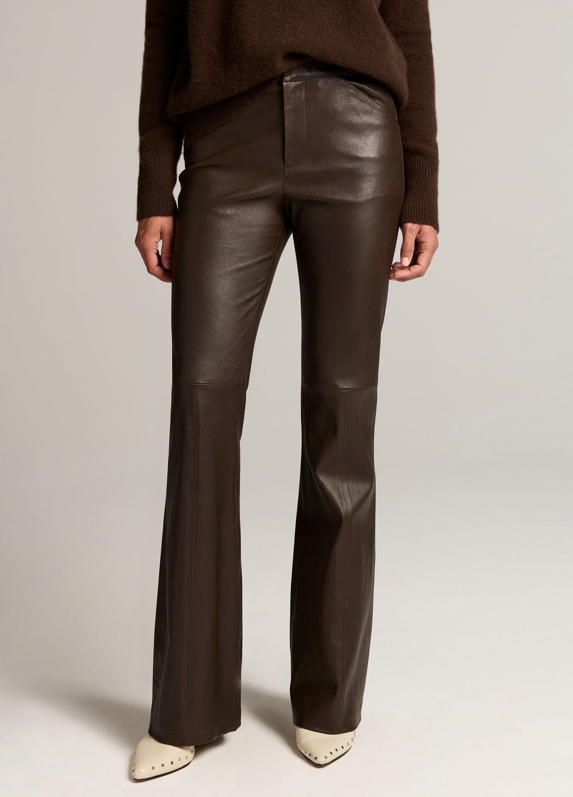 Stretch-Leather Mid-Rise Flare Pant image number 3