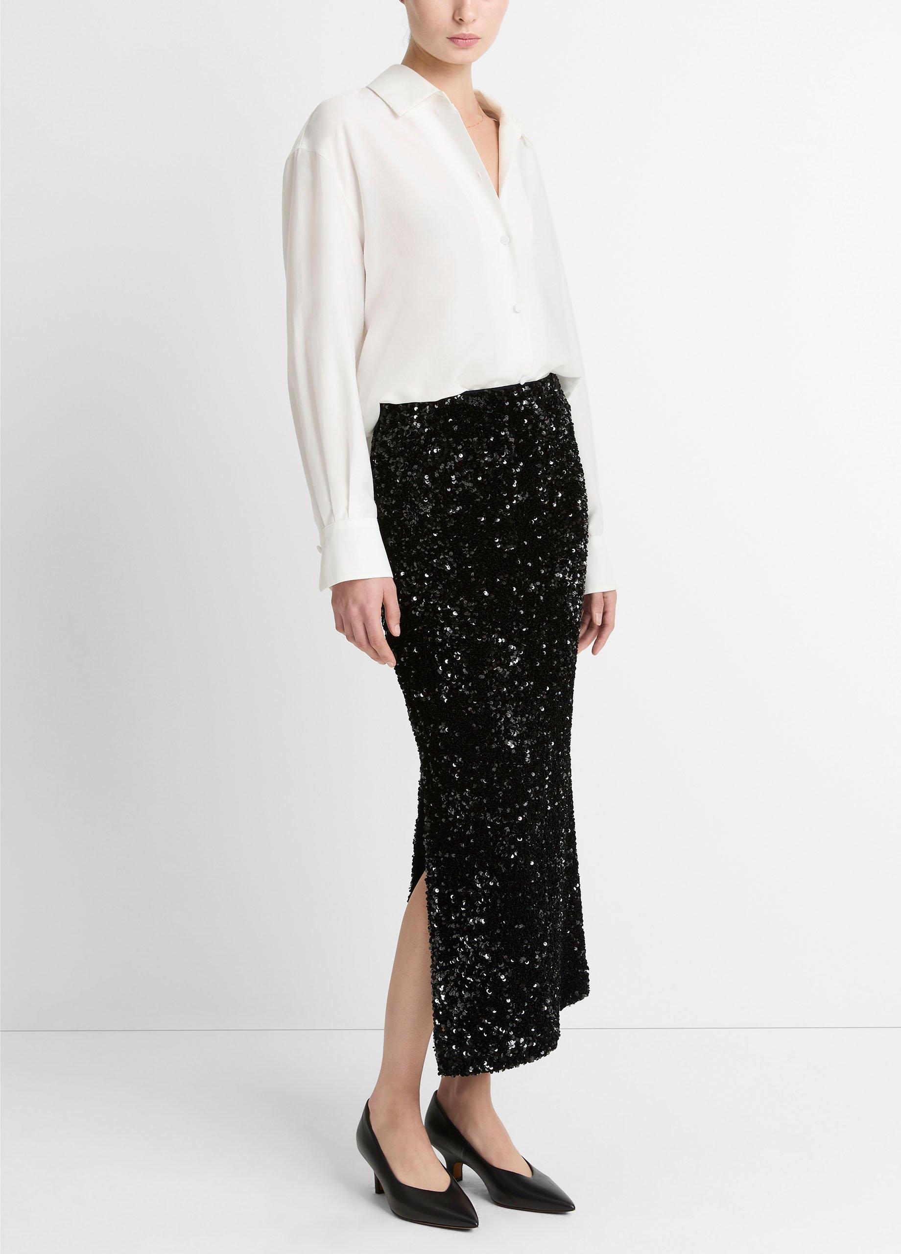 Sequined Velvet Column Skirt image number 1