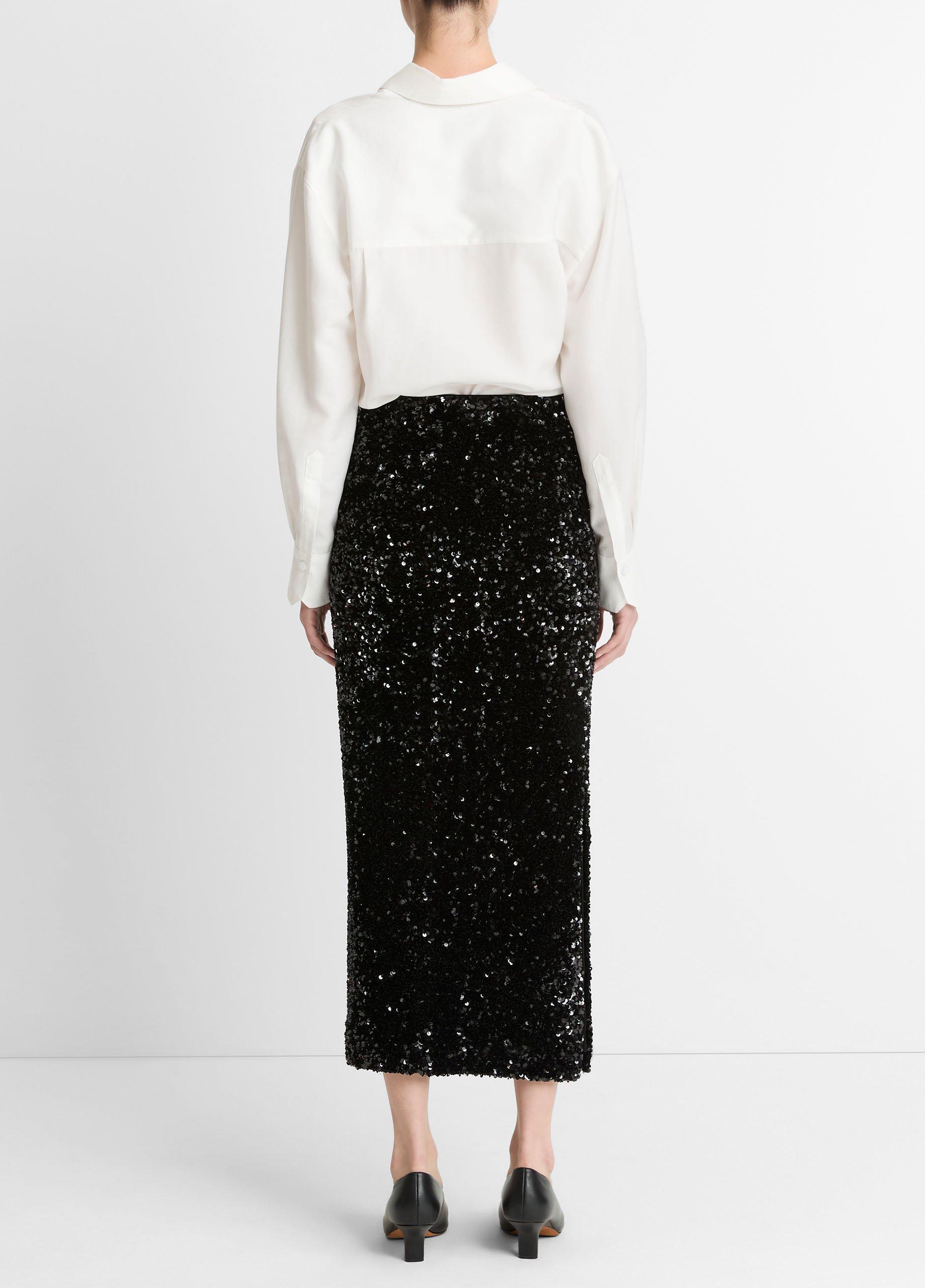 Sequined Velvet Column Skirt image number 2