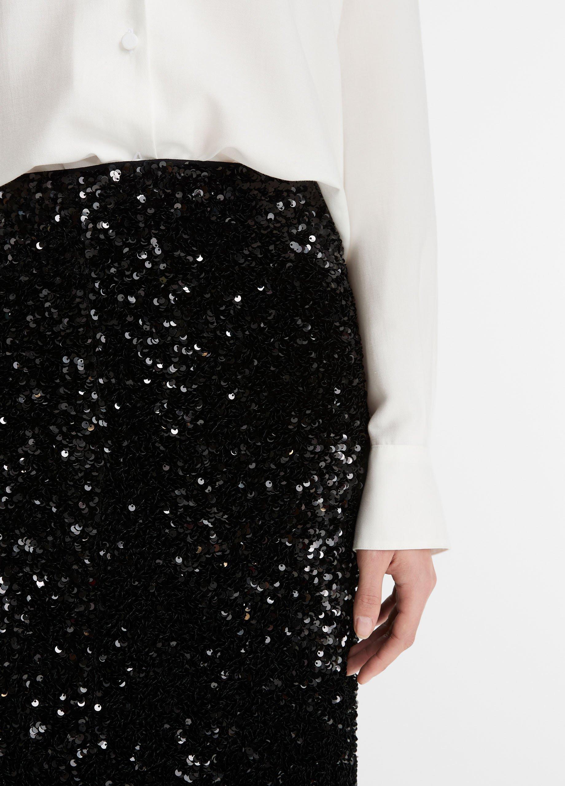 Sequined Velvet Column Skirt image number 3