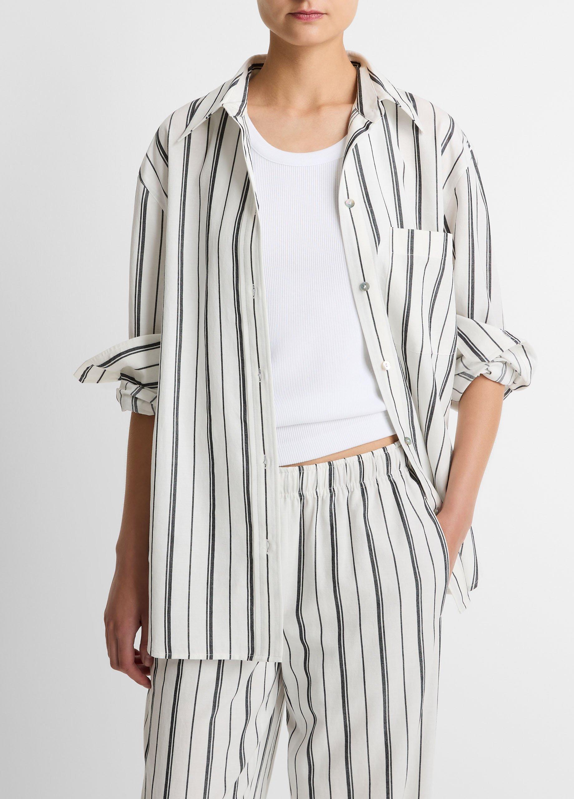 Resort Stripe Oversized Button-Front Shirt image number 0