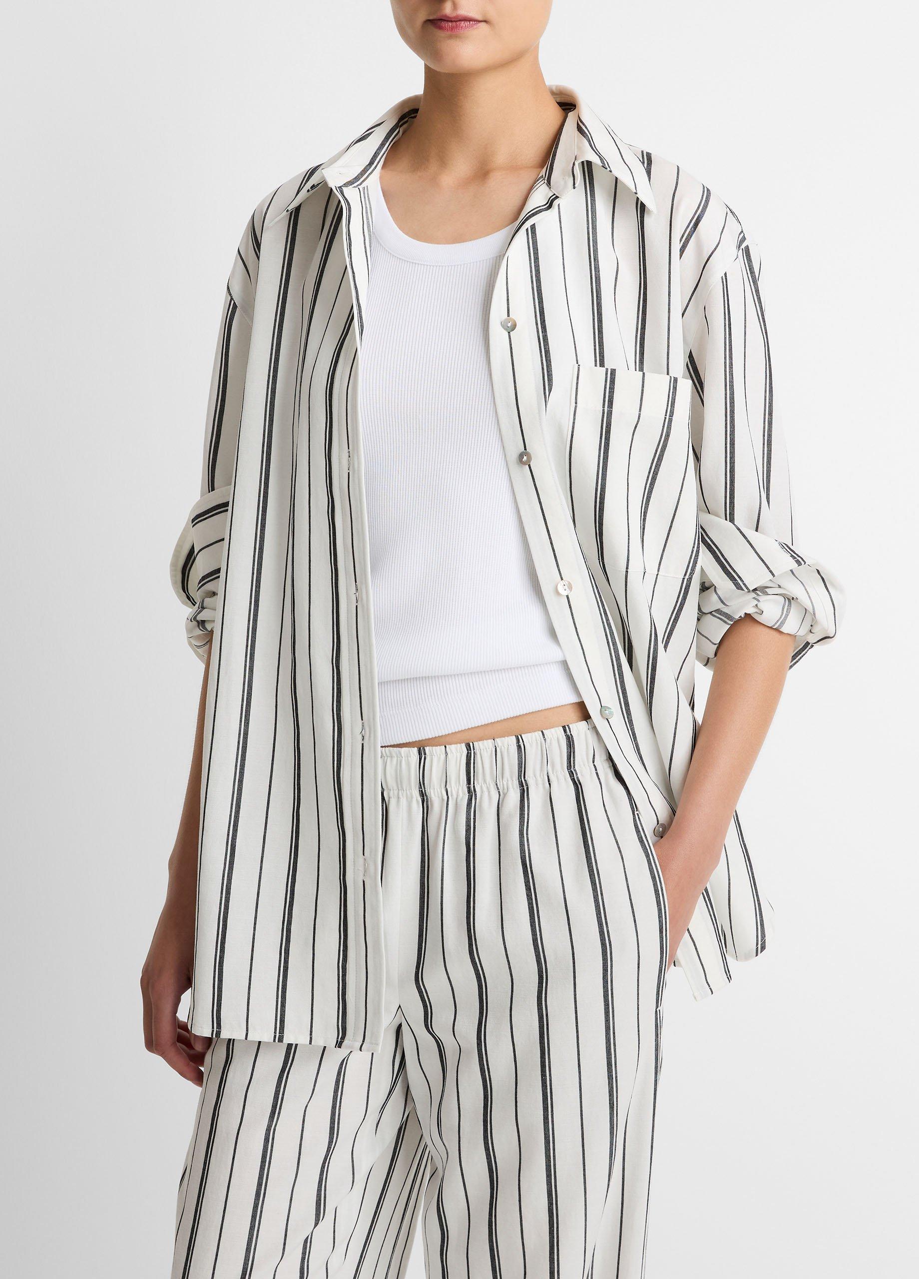 Resort Stripe Oversized Button-Front Shirt image number 1