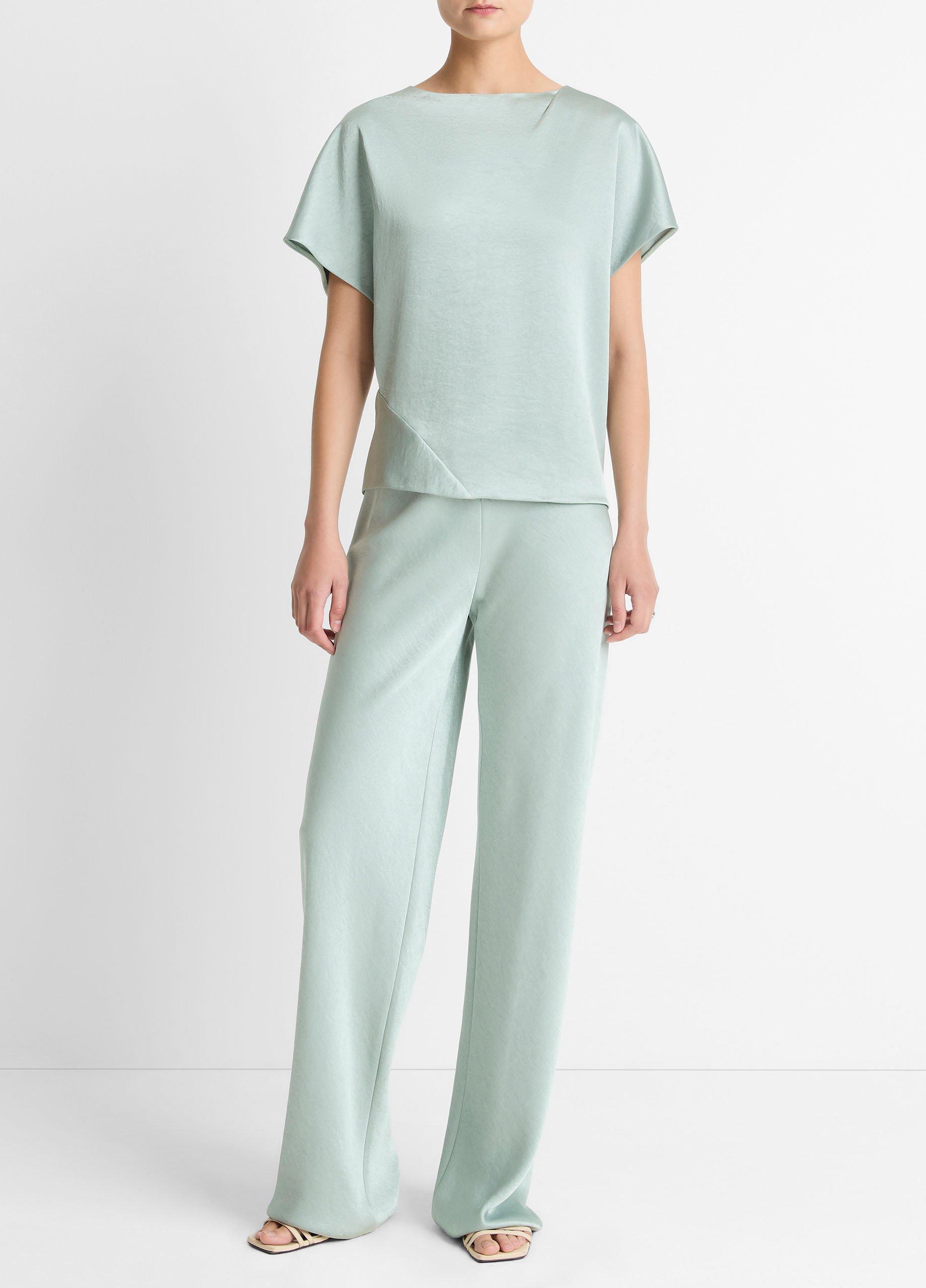 Draped Satin Dolman-Sleeve Blouse image number 3