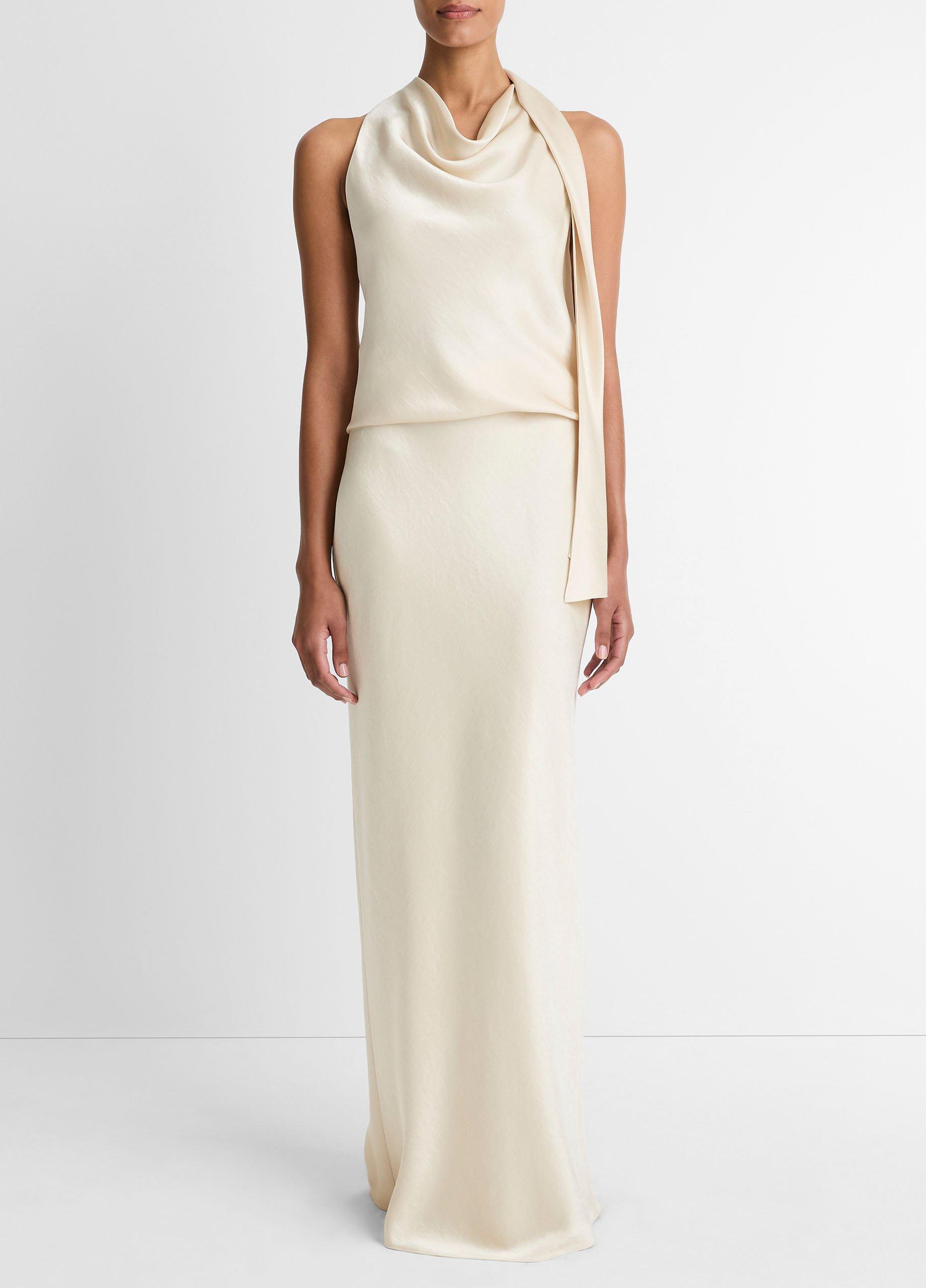 Satin Bias Column Skirt