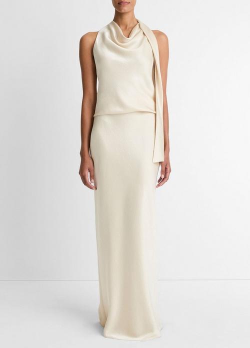 Satin Bias Column Skirt