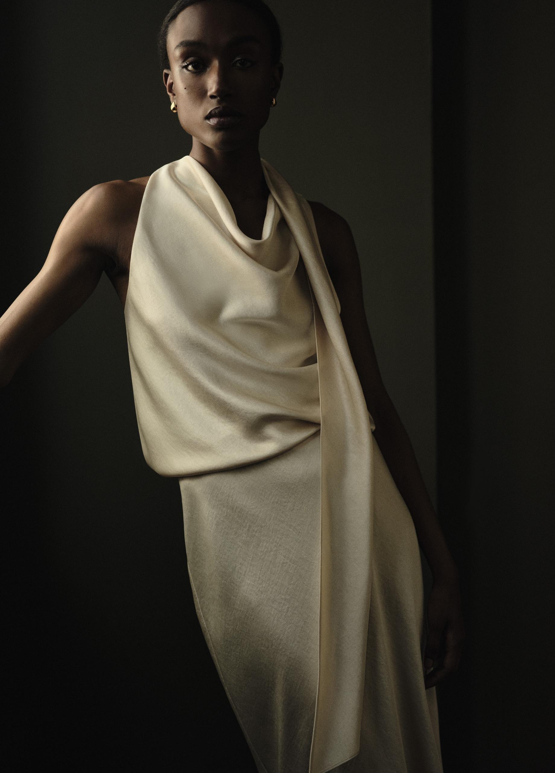 Satin Bias Column Skirt image number 4