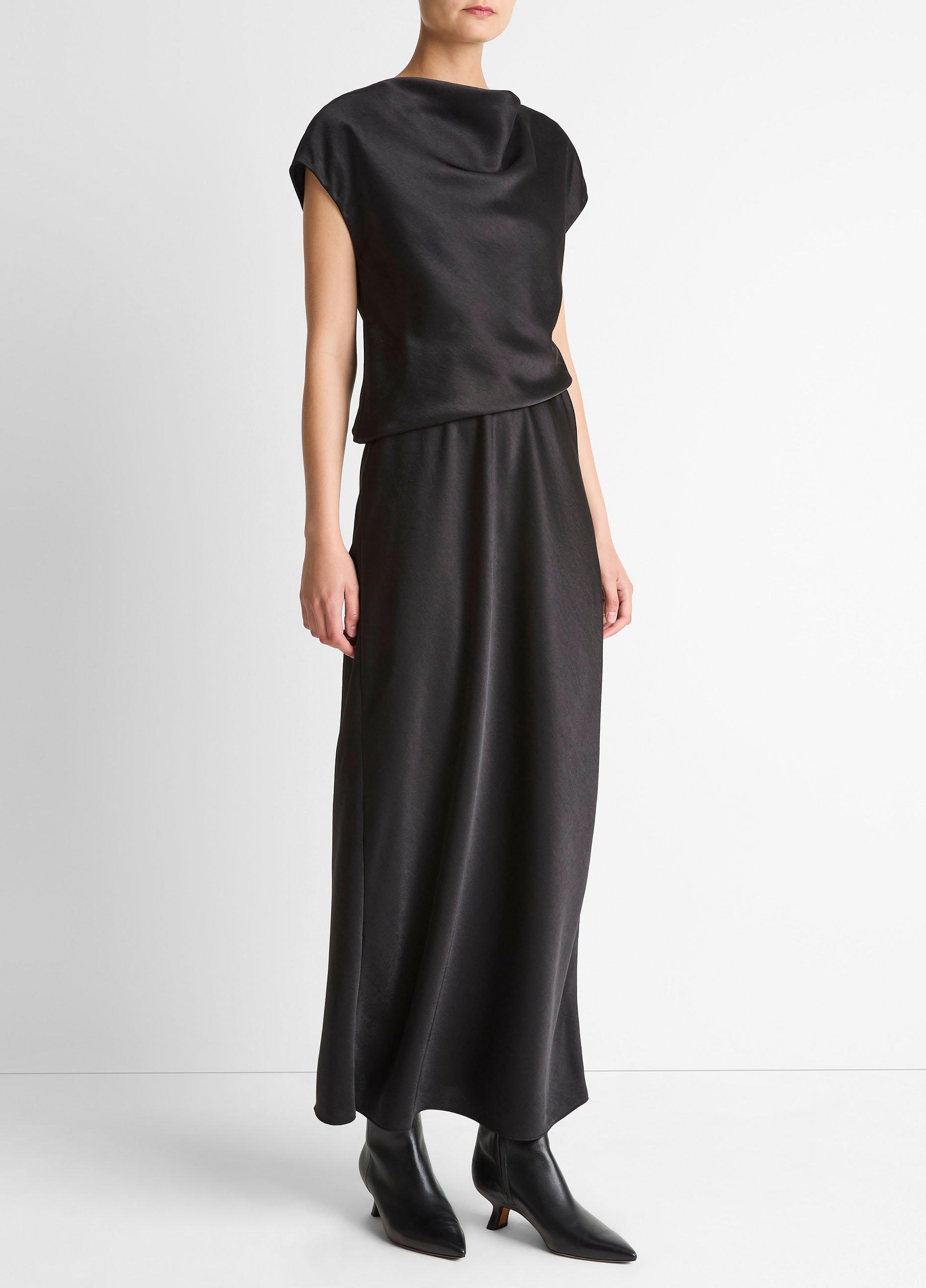 Draped Satin Cowl-Neck Dress image number 1