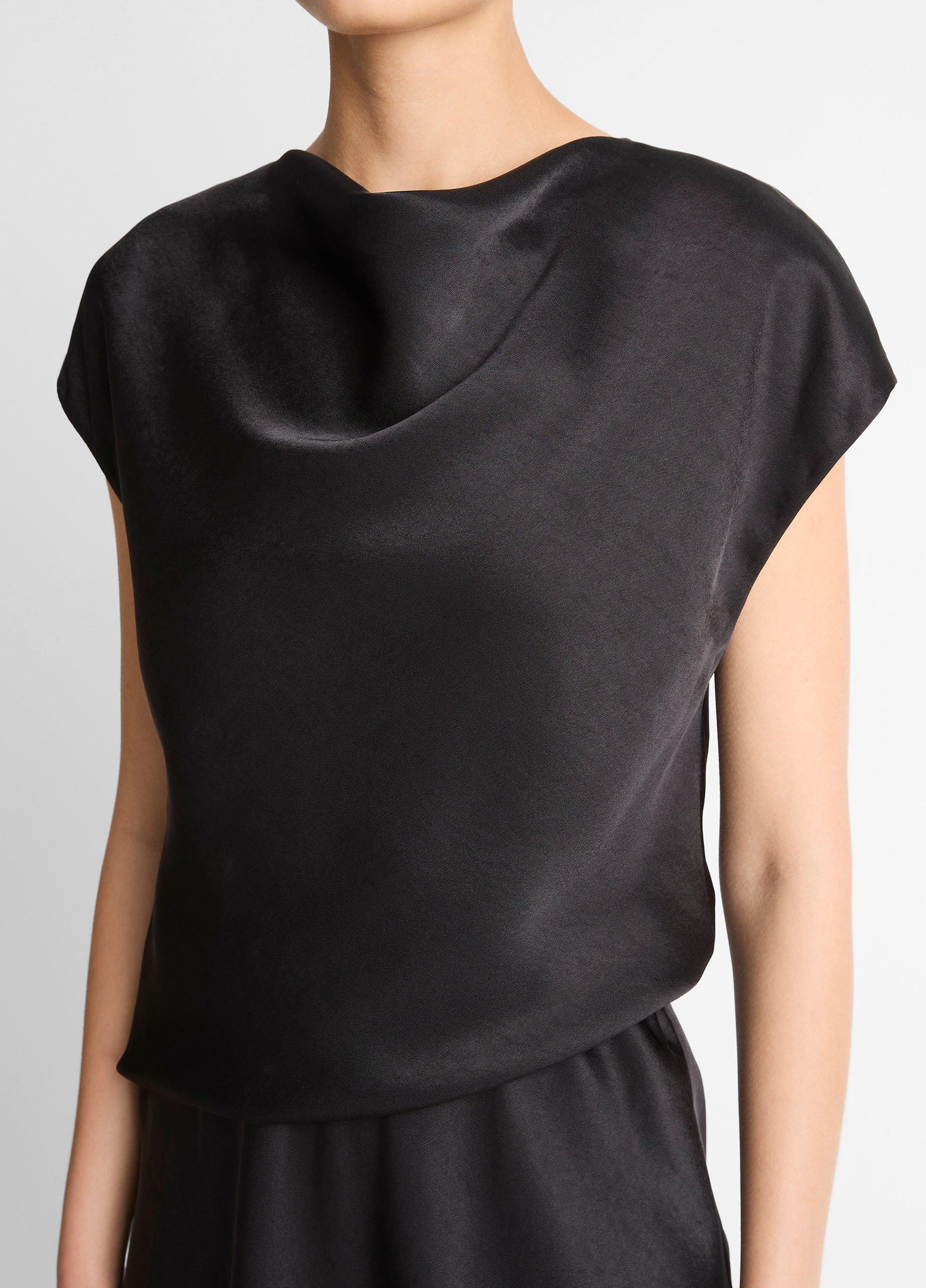 Draped Satin Cowl-Neck Dress image number 3