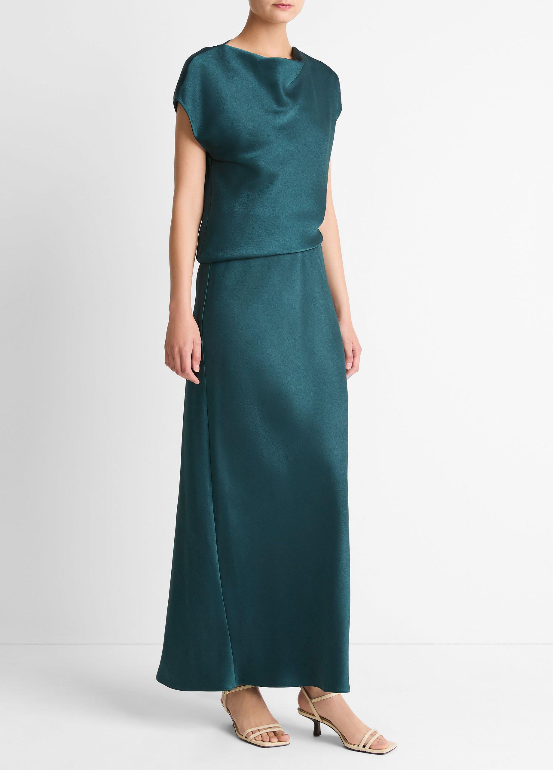 Draped Satin Cowl-Neck Dress image number 1