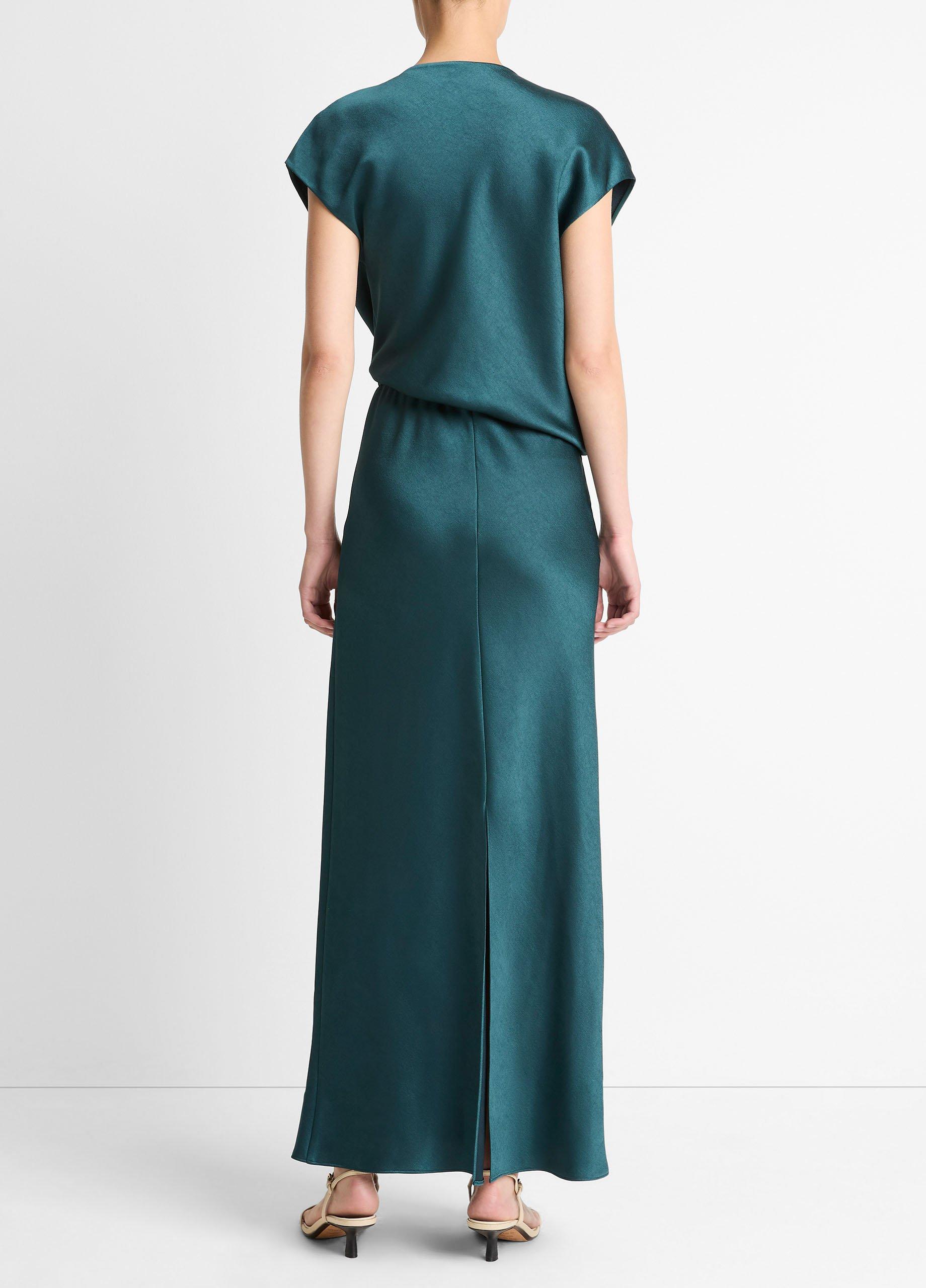 Draped Satin Cowl-Neck Dress image number 2