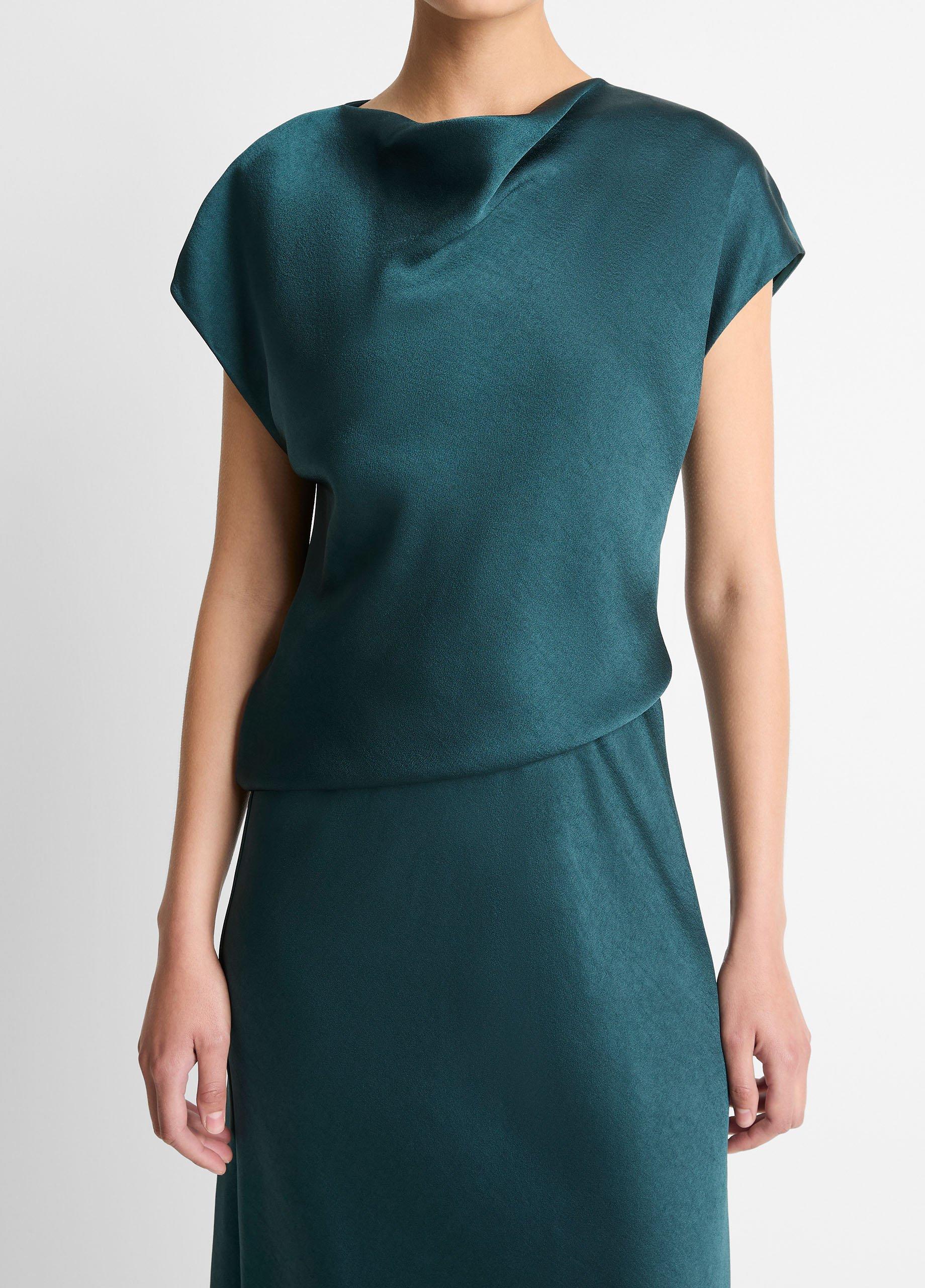 Draped Satin Cowl-Neck Dress image number 3