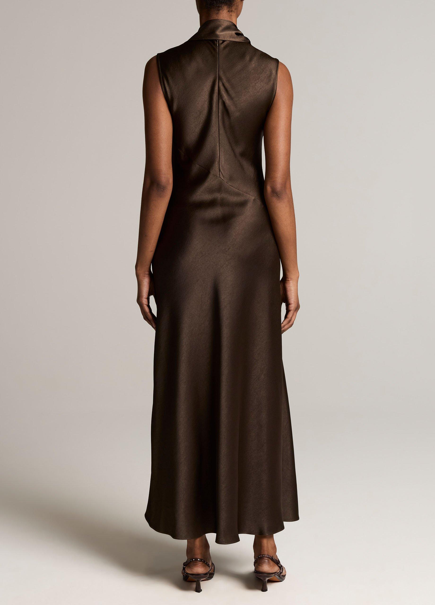 Satin Scarf-Neck Dress image number 2