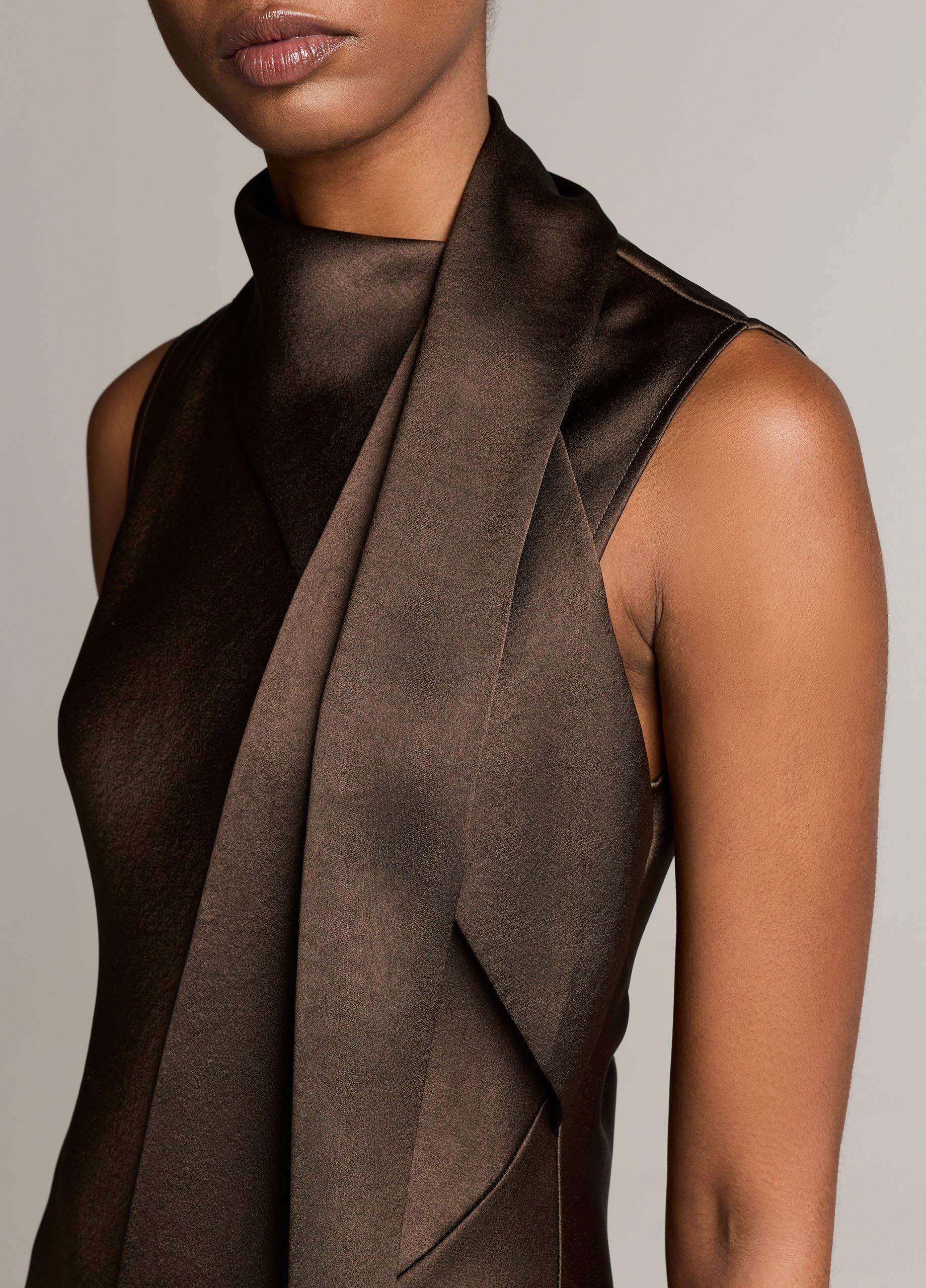 Satin Scarf-Neck Dress image number 3