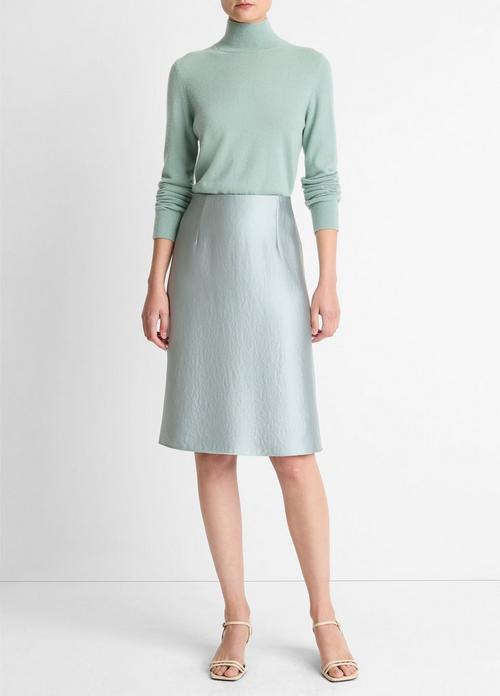 Satin A-Line Knee Skirt