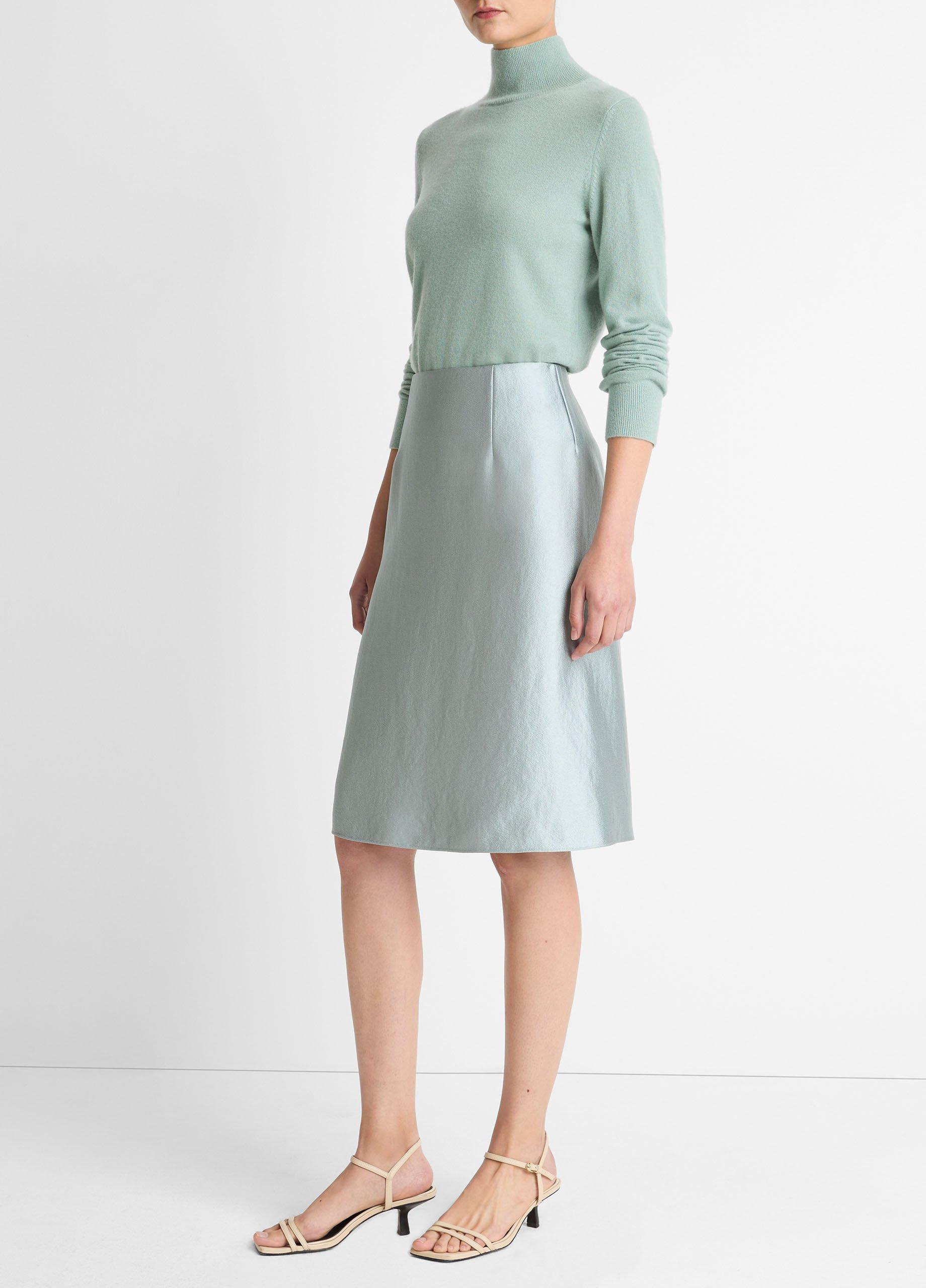 Satin A-Line Knee Skirt image number 1