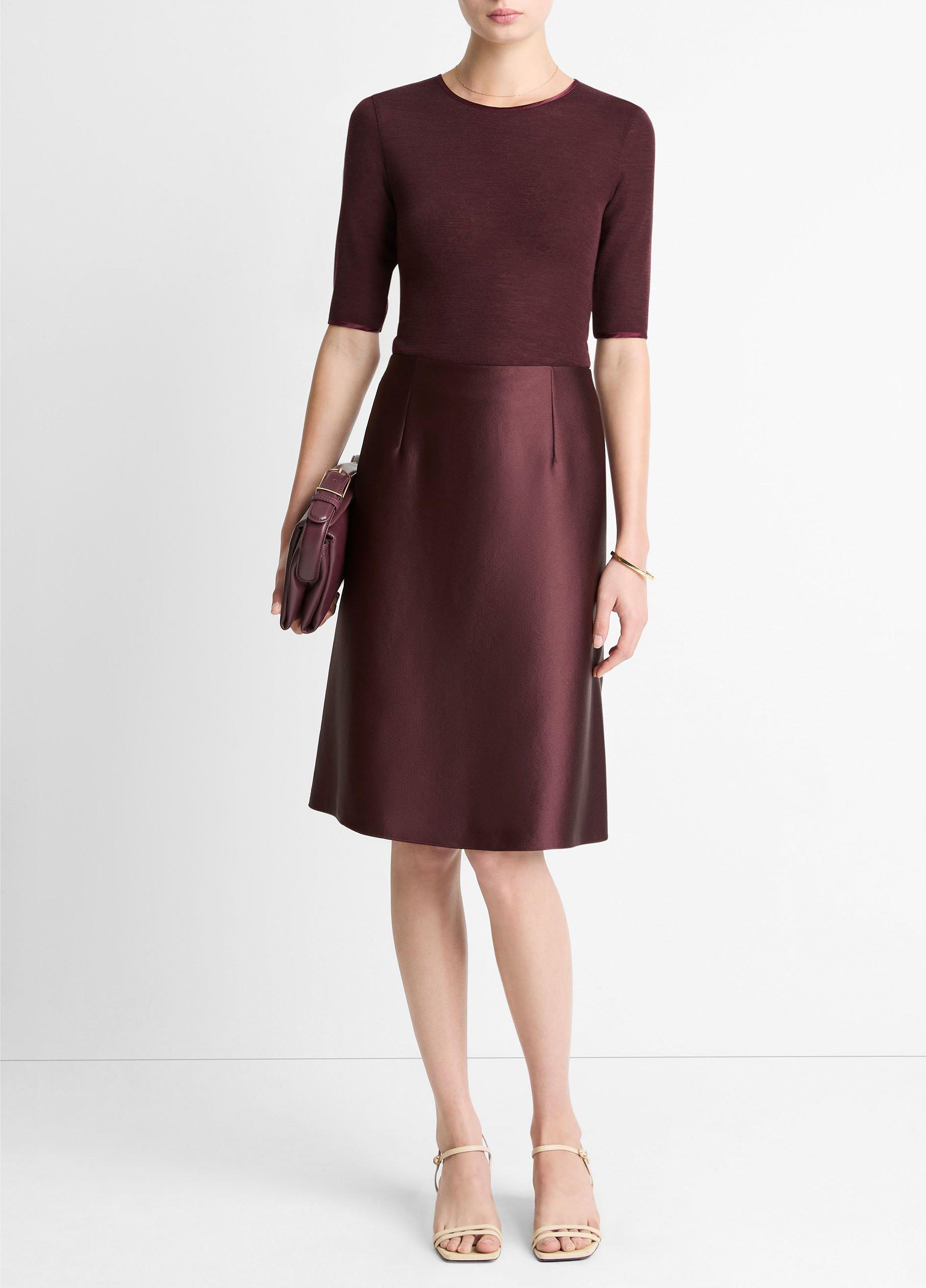 Satin A-Line Knee Skirt image number 0