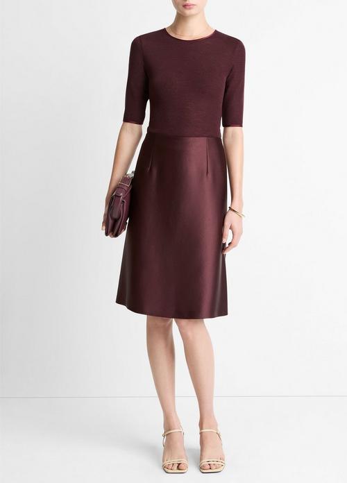 Satin A-Line Knee Skirt