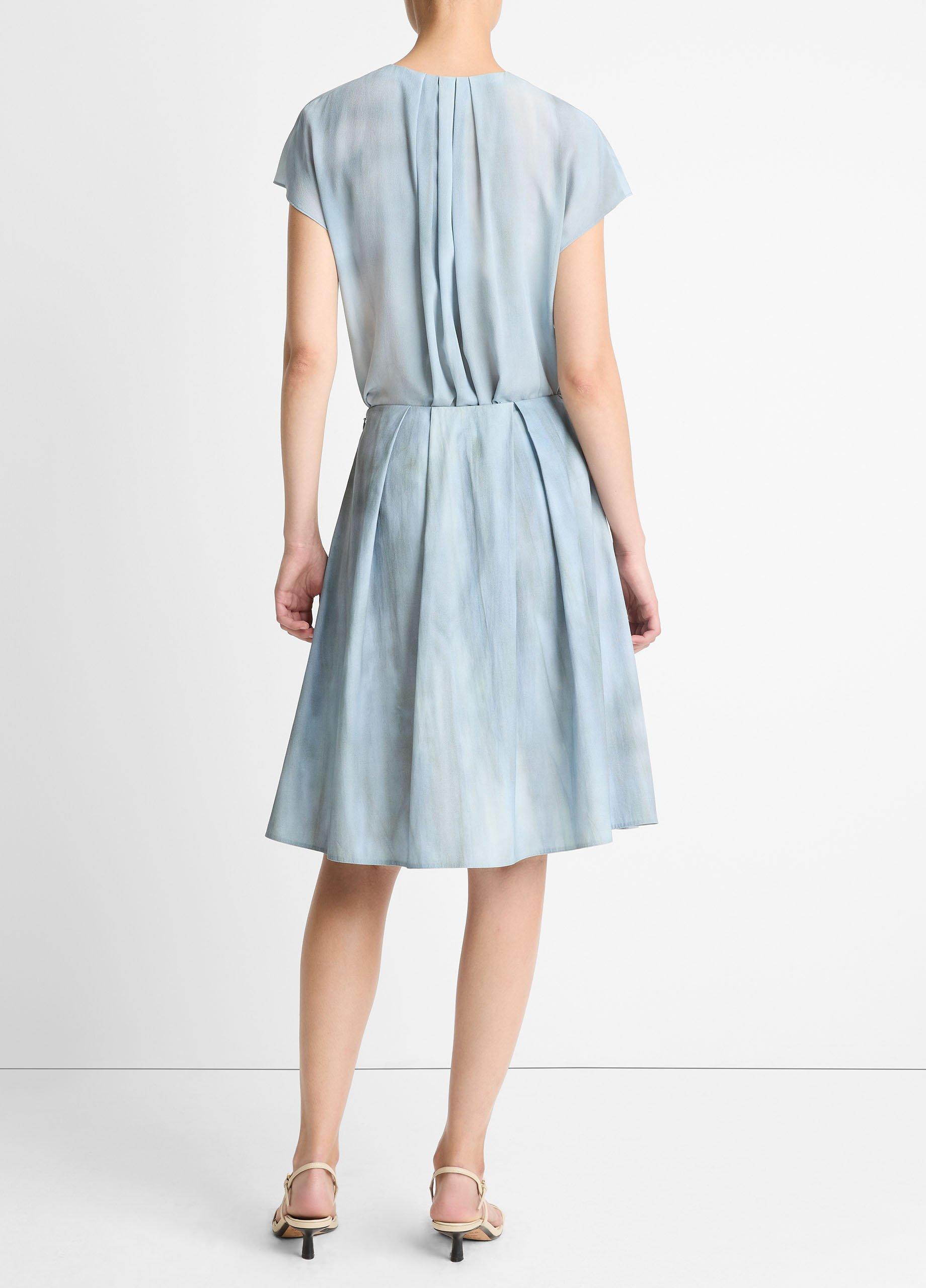 Washed Ombr&eacute; Cotton Pleated Knee Skirt image number 2