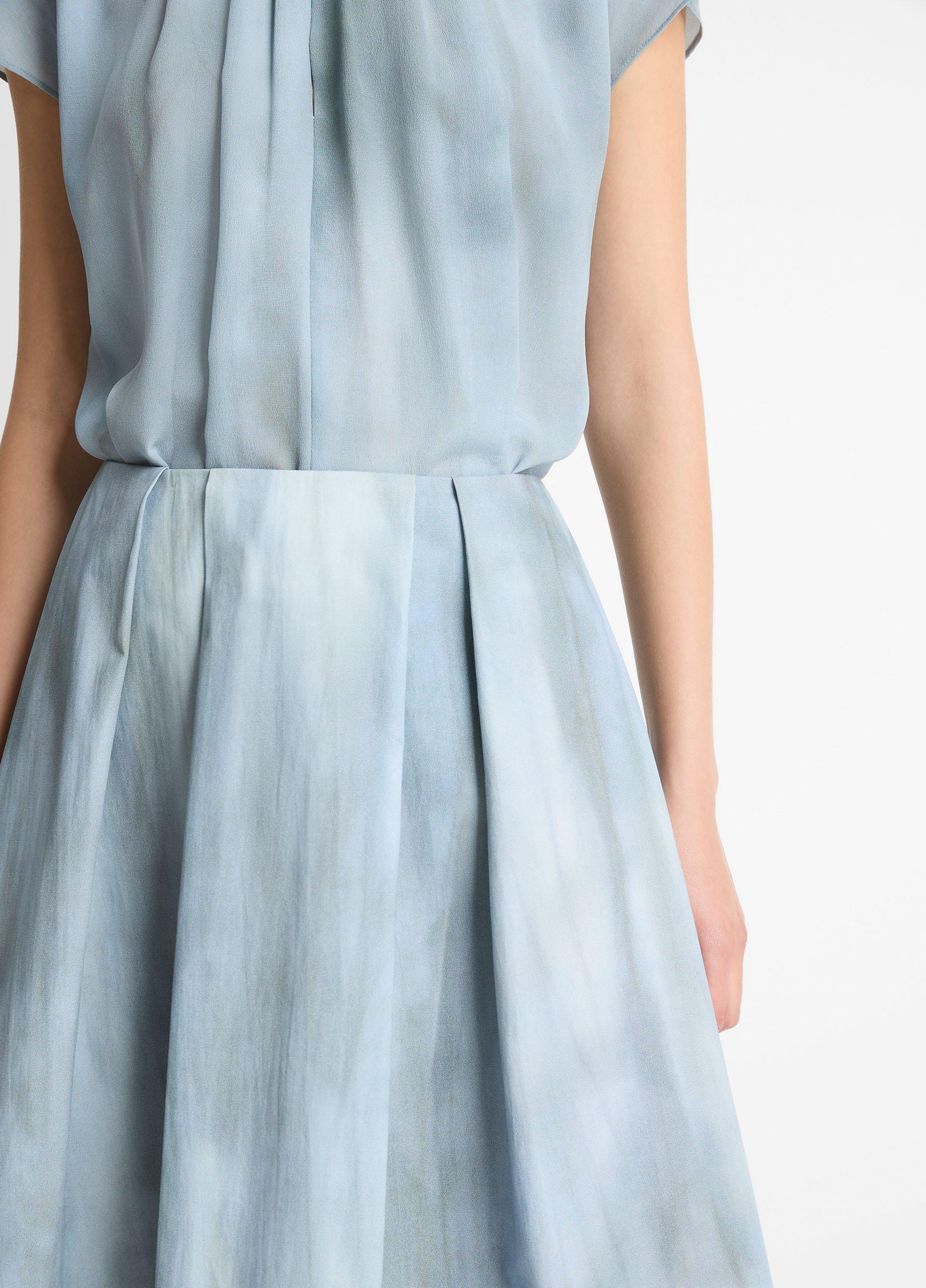 Washed Ombr&eacute; Cotton Pleated Knee Skirt image number 3