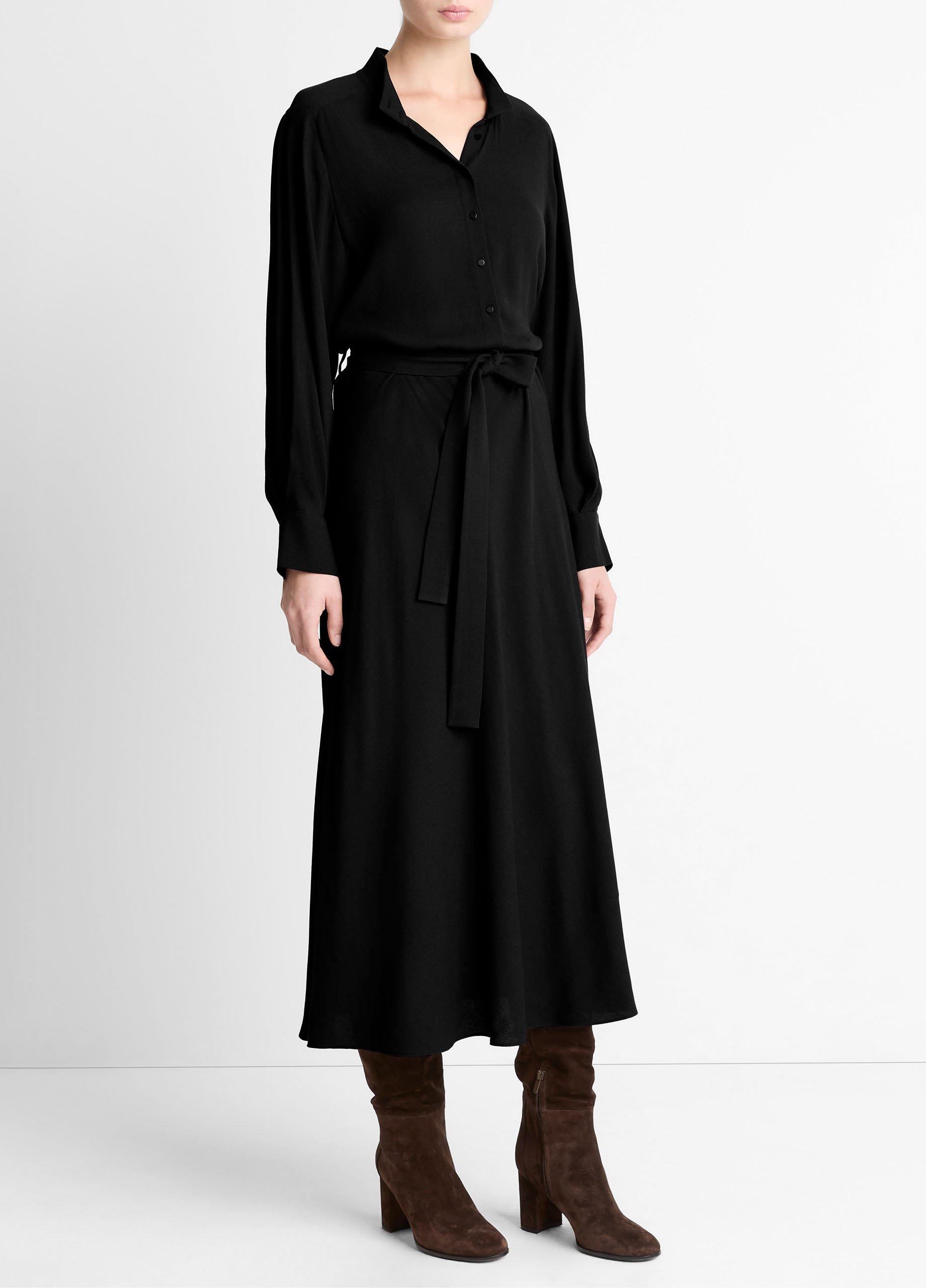 Crepe Collar-Stand Shirt Dress image number 1