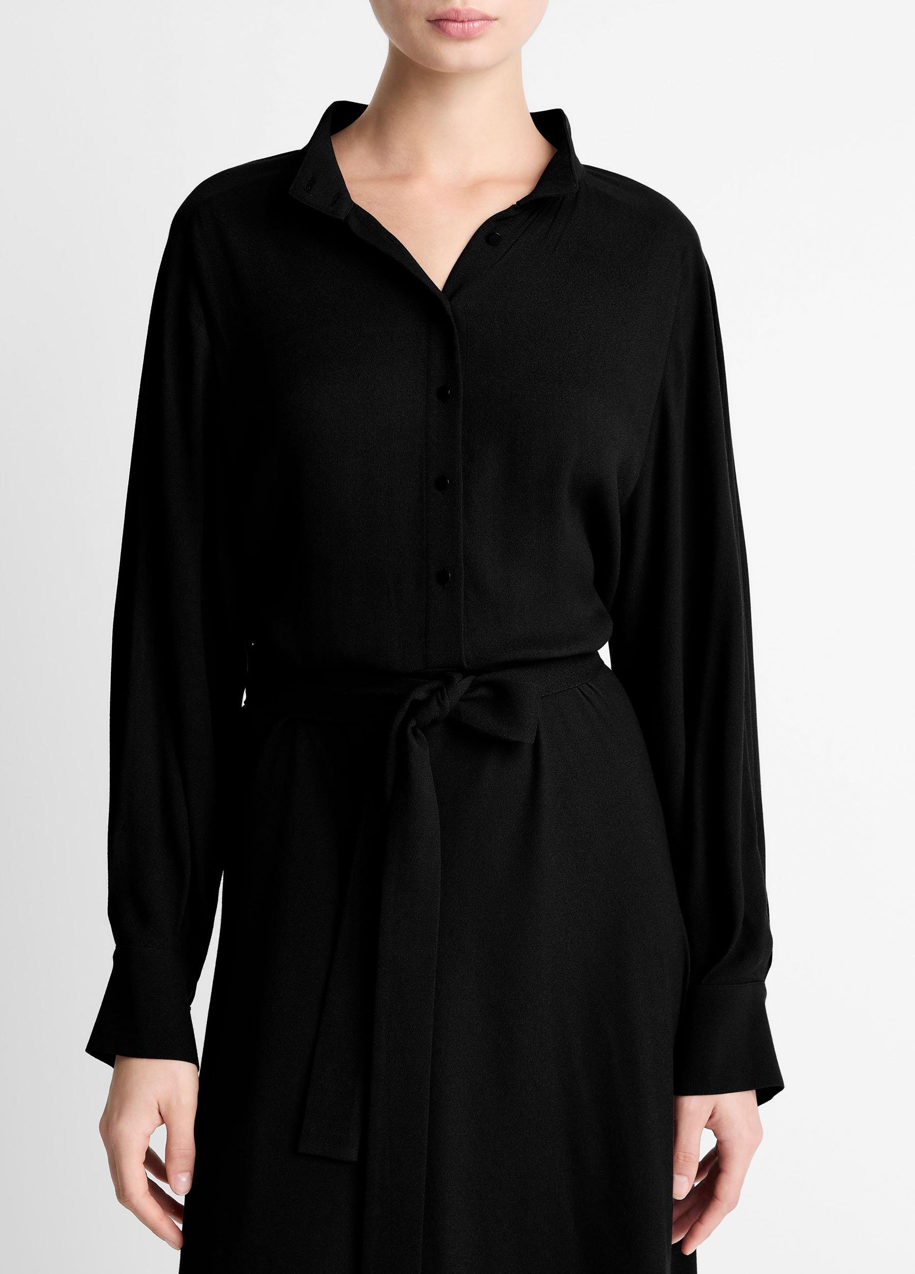 Crepe Collar-Stand Shirt Dress image number 3