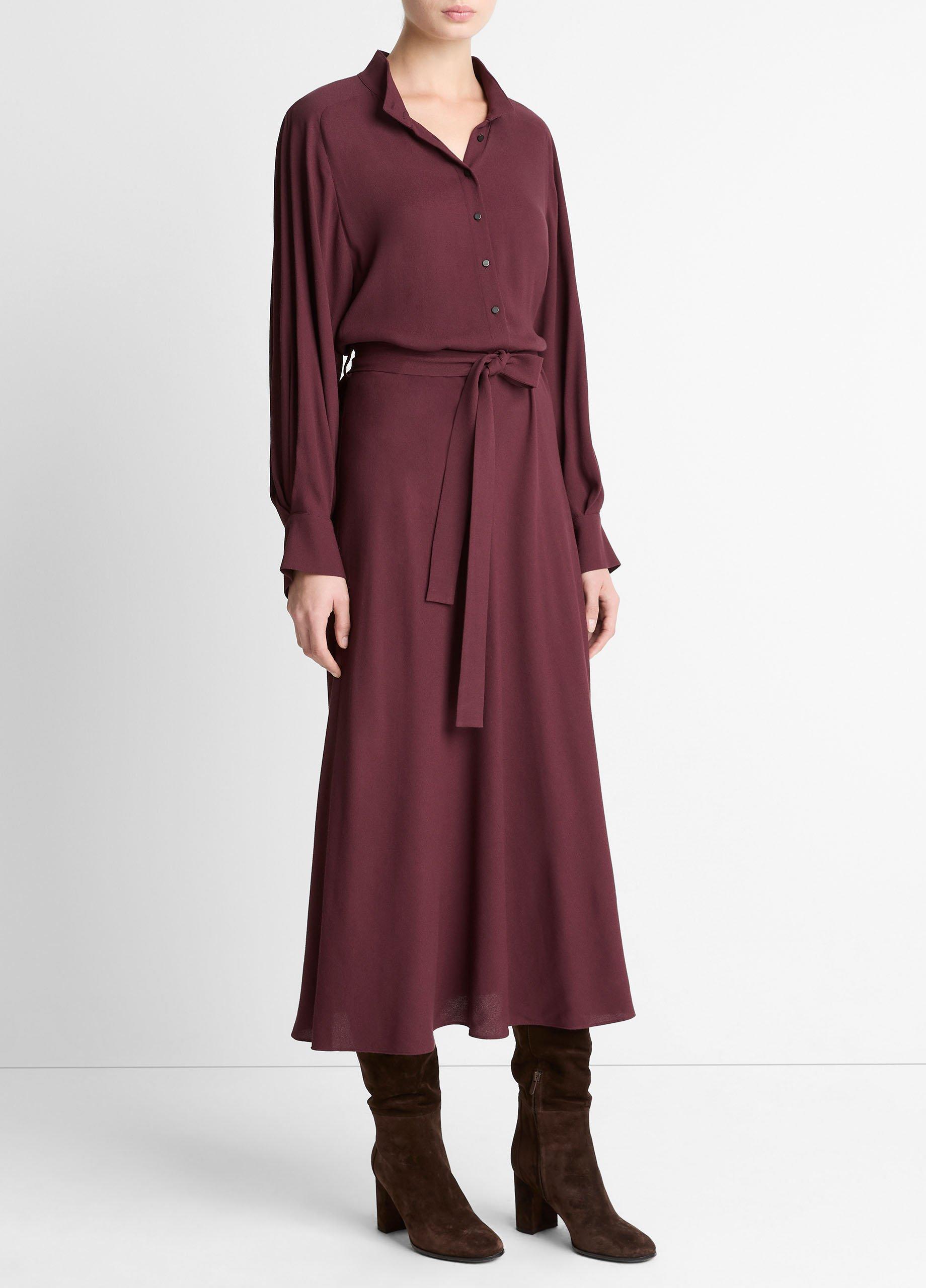 burgundy shirt dress Zimmerman Luminosity Floral Print blueandcream Giving a new life to the classic shirt silhouette by reimagining it in a wearable Burgundy shade of leather ANOUK Burgundy Shirt Dress