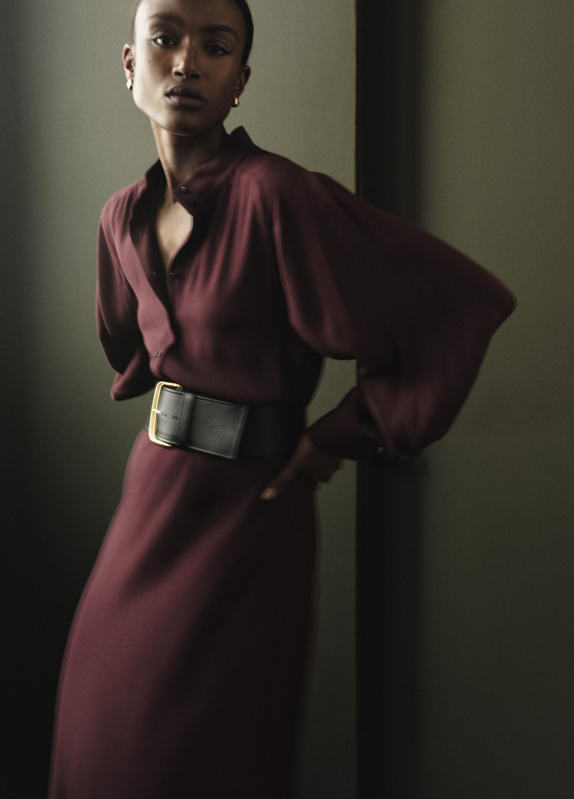 Crepe Collar-Stand Shirt Dress in Dresses | Vince