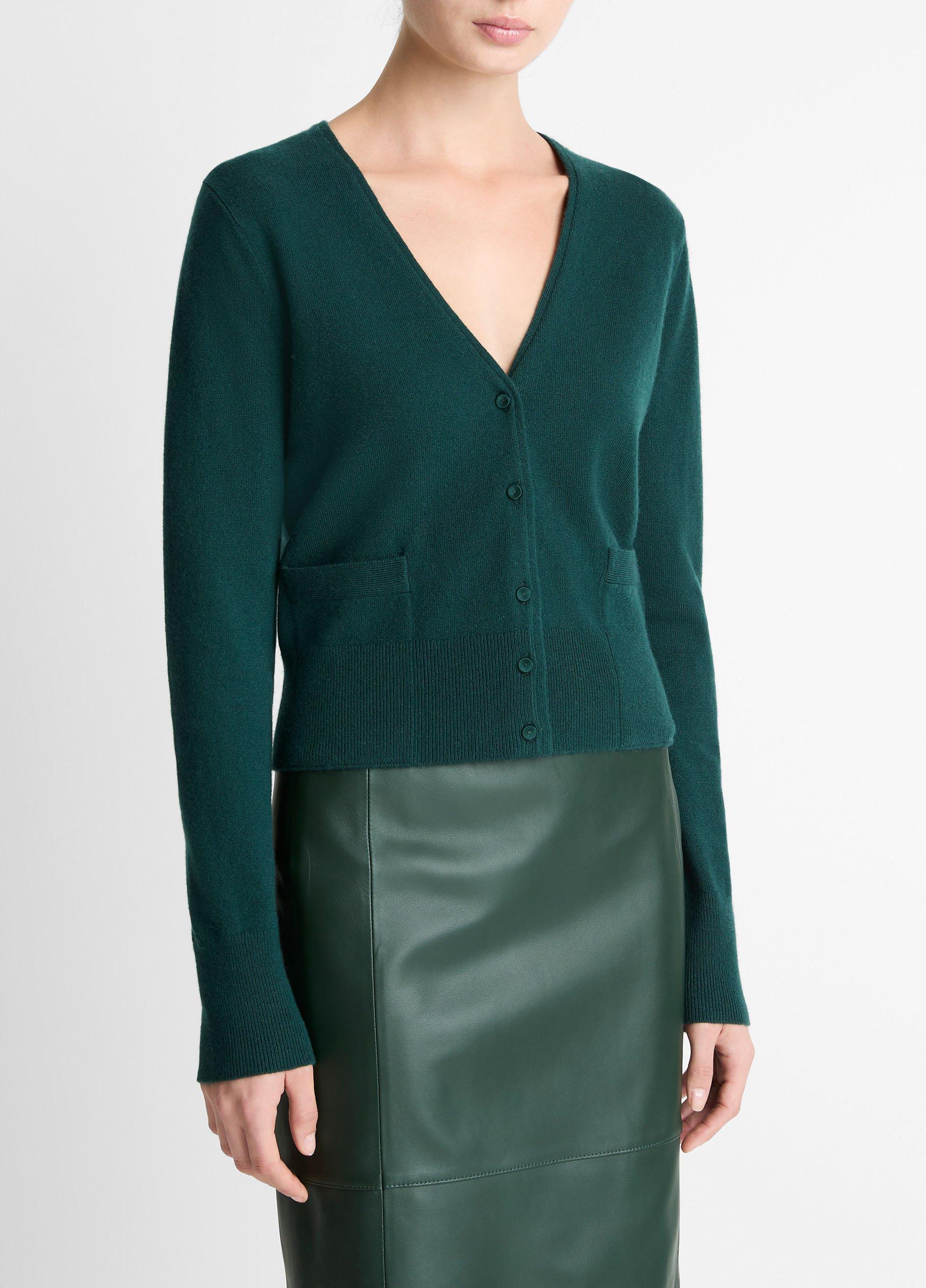 Satin-Trim Wool & Cashmere-Blend Cardigan image number 1