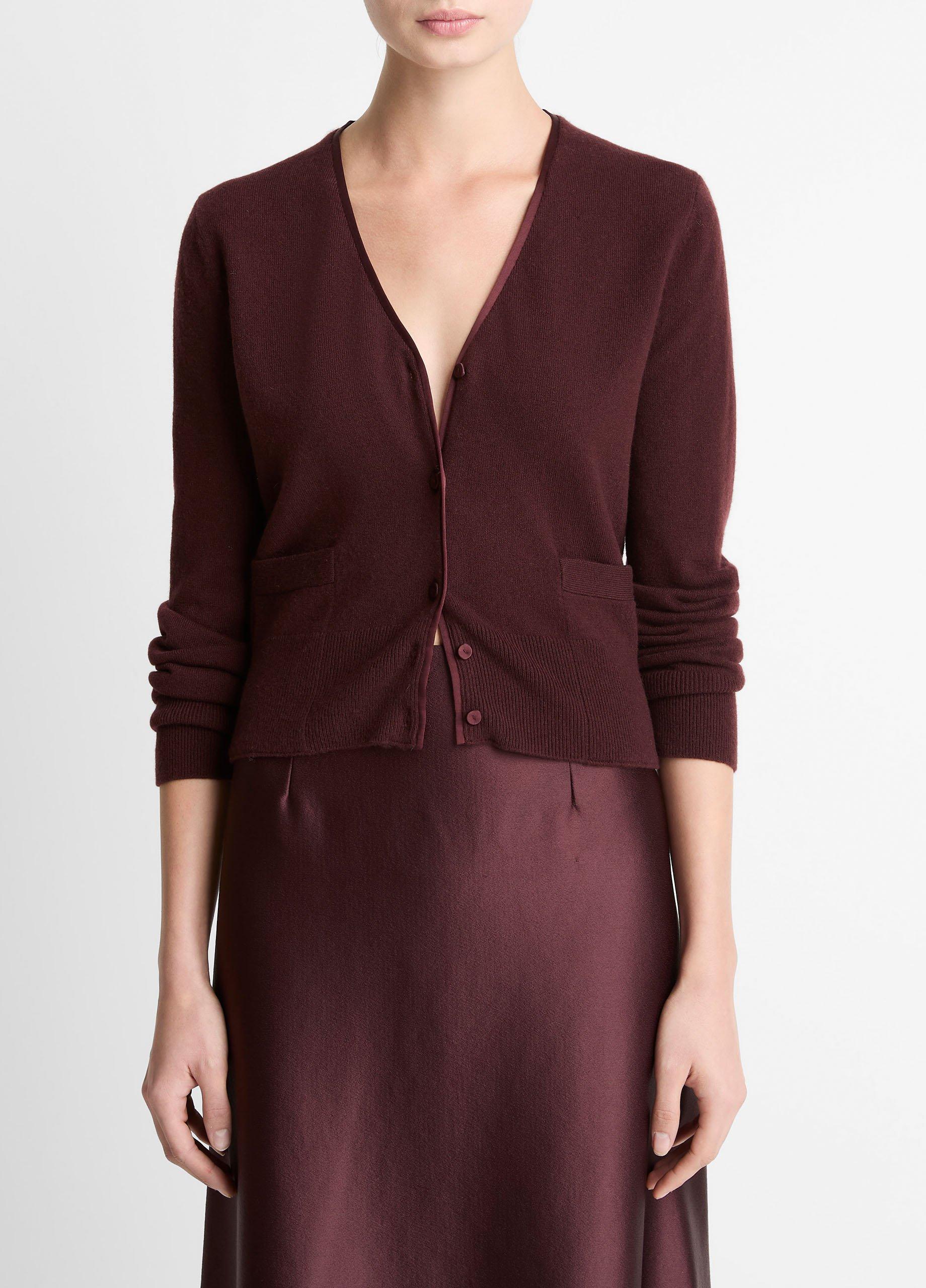 Satin-Trim Wool & Cashmere-Blend Cardigan