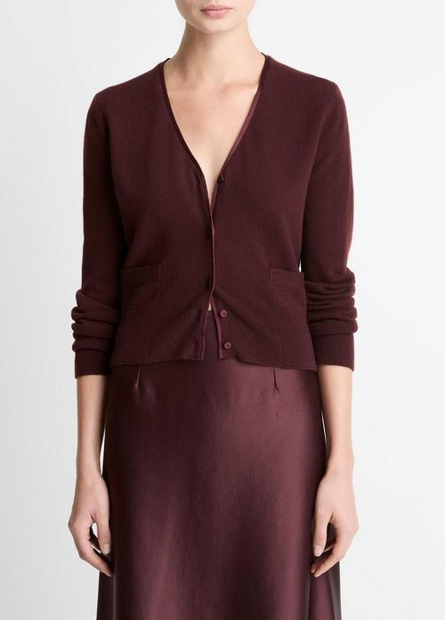 Satin-Trim Wool & Cashmere-Blend Cardigan