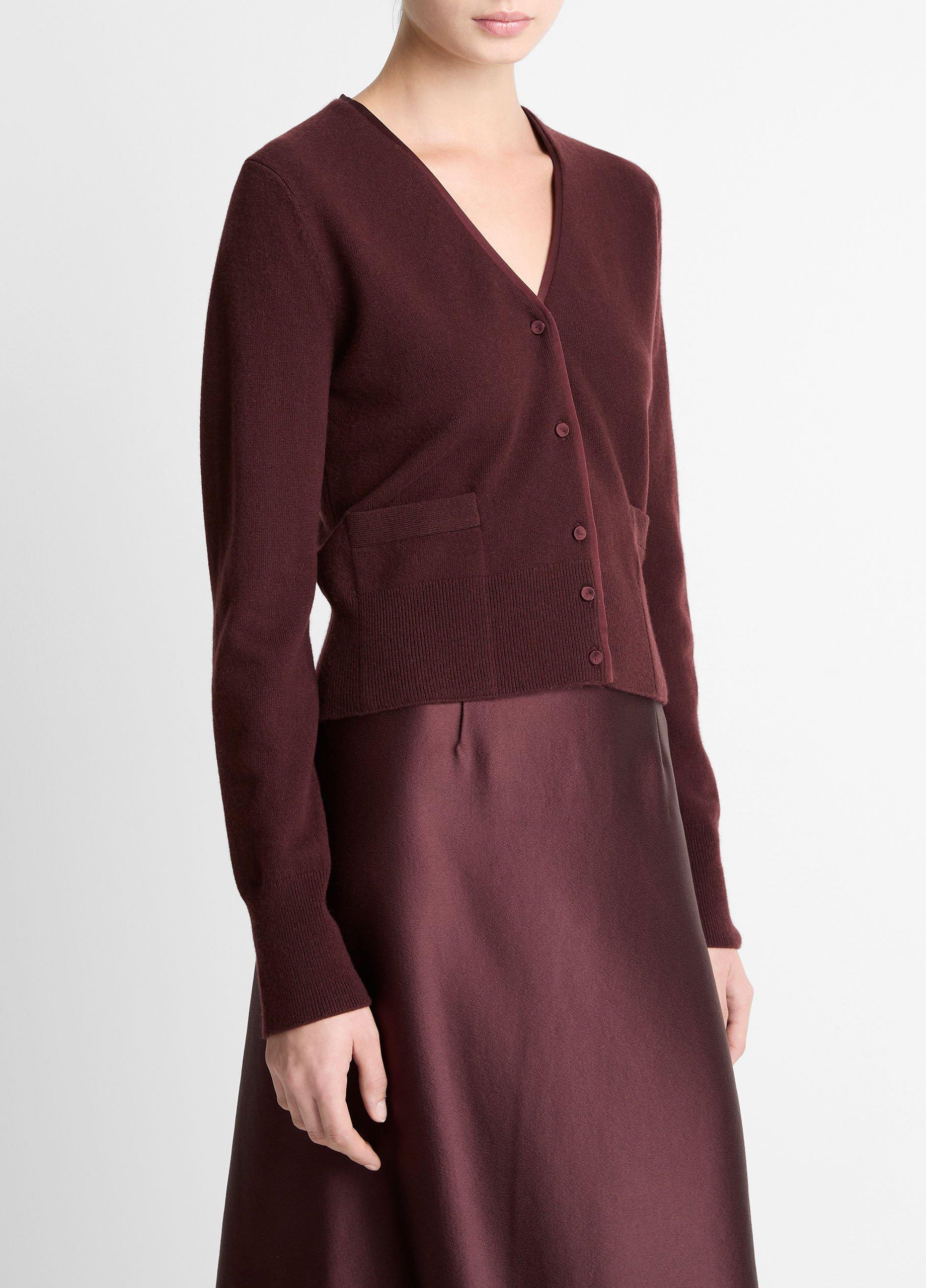 Satin-Trim Wool & Cashmere-Blend Cardigan image number 1