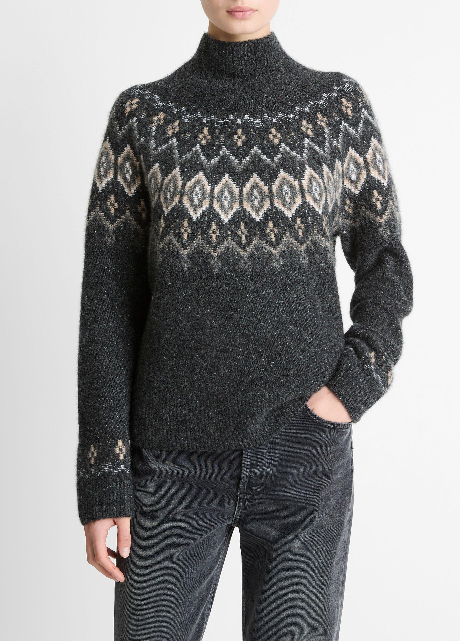 Fair Isle Donegal Cashmere Turtleneck Sweater in Turtleneck | Vince