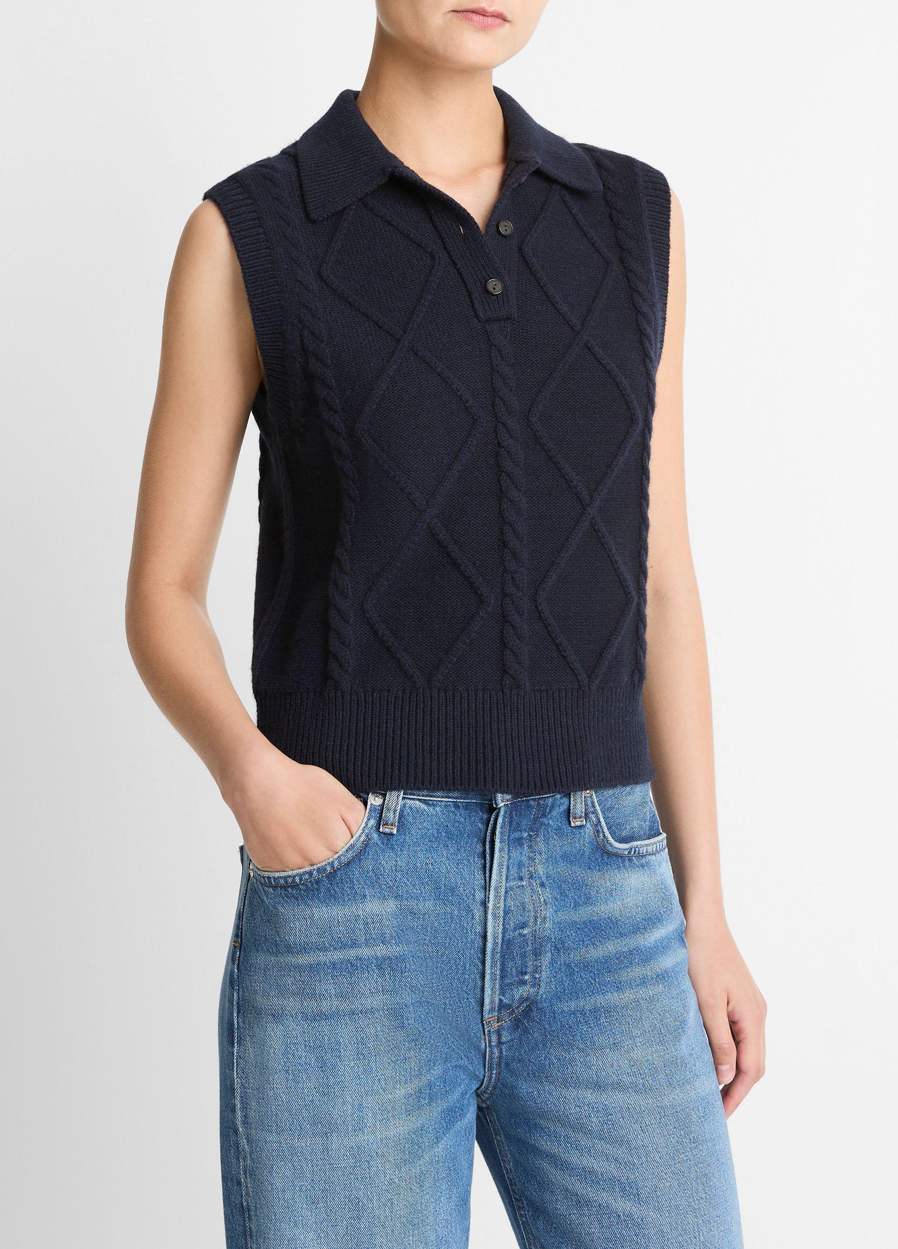Cable-Knit Wool & Cotton-Blend Sweater Vest image number 1